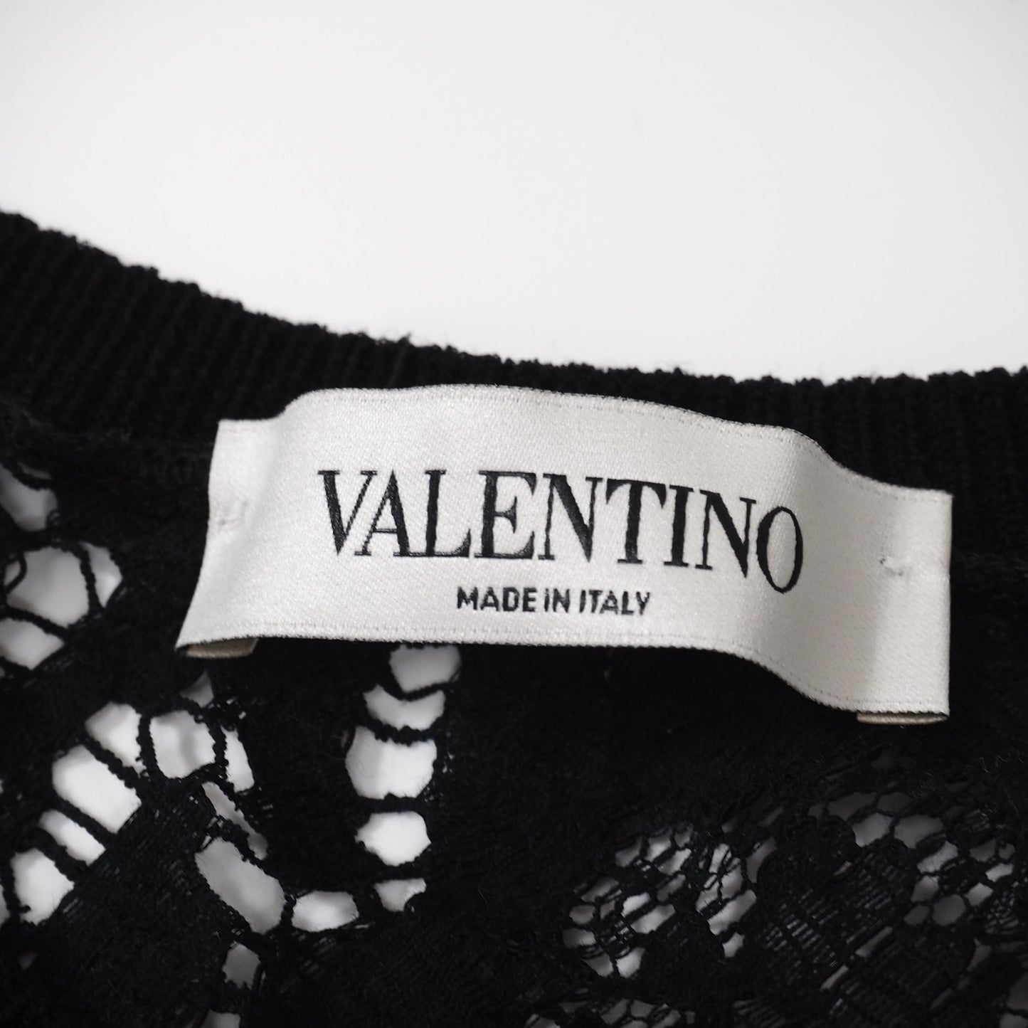 美品 ヴァレンティノ VALENTINO レース切替 ニット ワンピース M ブラック レディース 正規品 5-DJ122