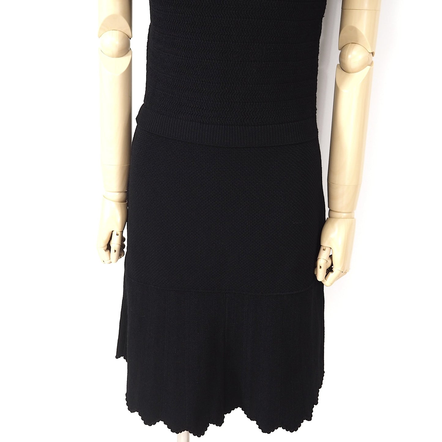 美品 ヴァレンティノ VALENTINO レース切替 ニット ワンピース M ブラック レディース 正規品 5-DJ122