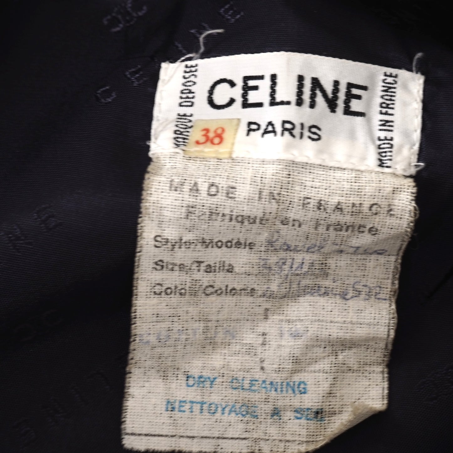 美品 セリーヌ CELINE ヴィンテージ 金ボタン トレンチコート 38 ネイビー レディース 正規品 5-DJ125