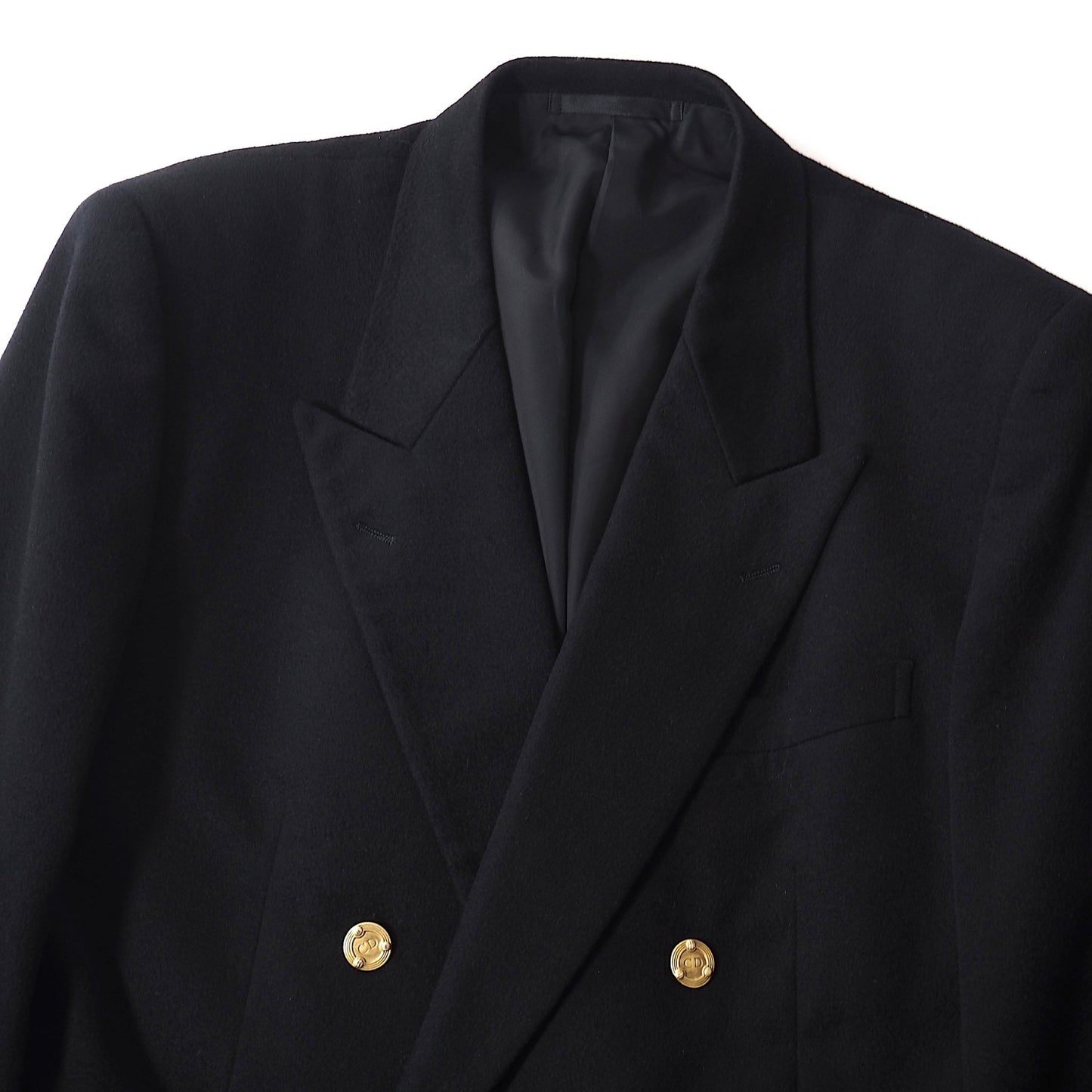 良品 クリスチャンディオール Christian Dior MONSIEUR 金ボタン ピュアカシミヤ ダブルブレスト ジャケット 92-82-165 ブラック メンズ 正規品 5-DJ128