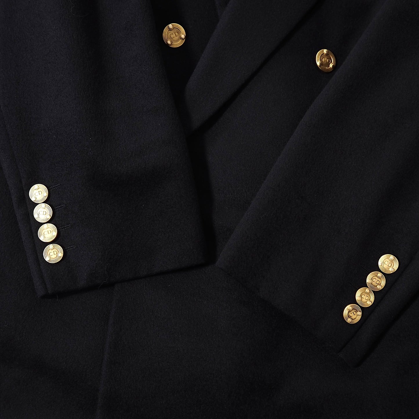 良品 クリスチャンディオール Christian Dior MONSIEUR 金ボタン ピュアカシミヤ ダブルブレスト ジャケット 92-82-165 ブラック メンズ 正規品 5-DJ128