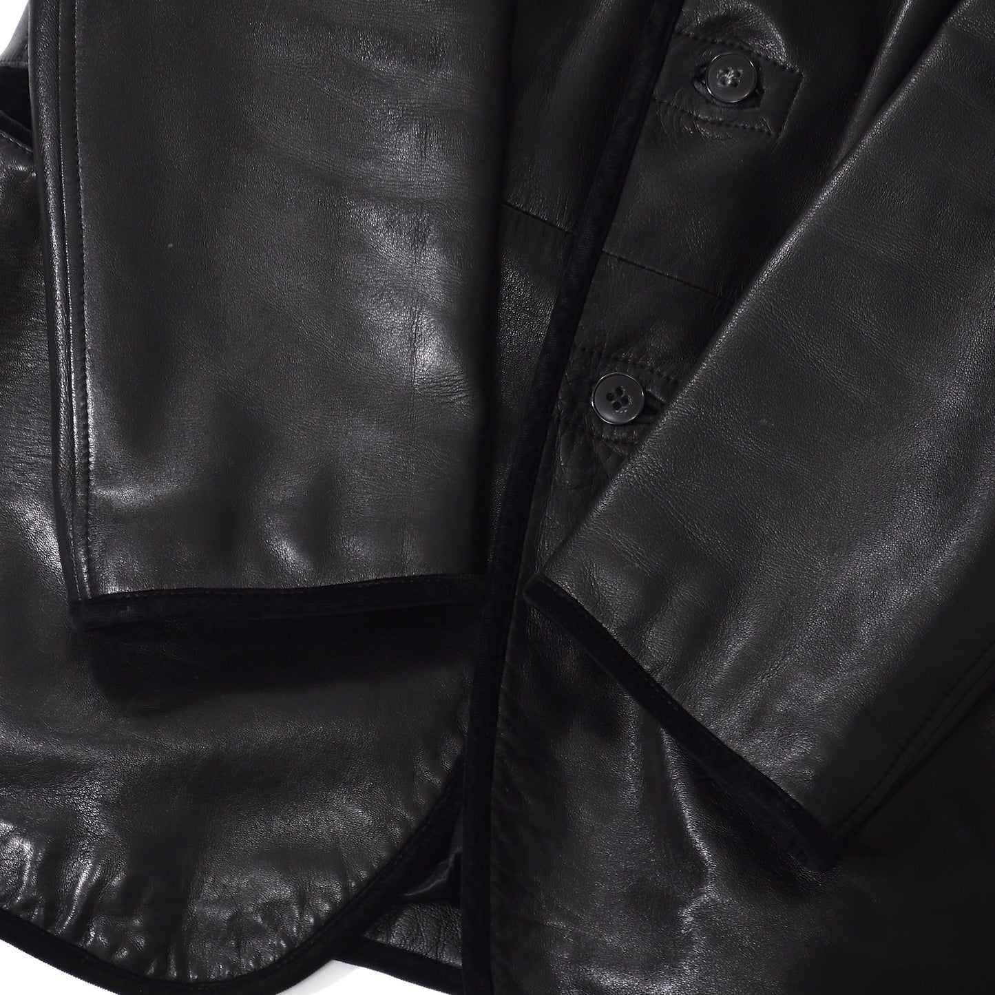 良品 ジョルジオアルマーニ GIORGIO ARMANI 黒タグ レザー ジャケット 52 ブラック メンズ 正規品 5-DJ130