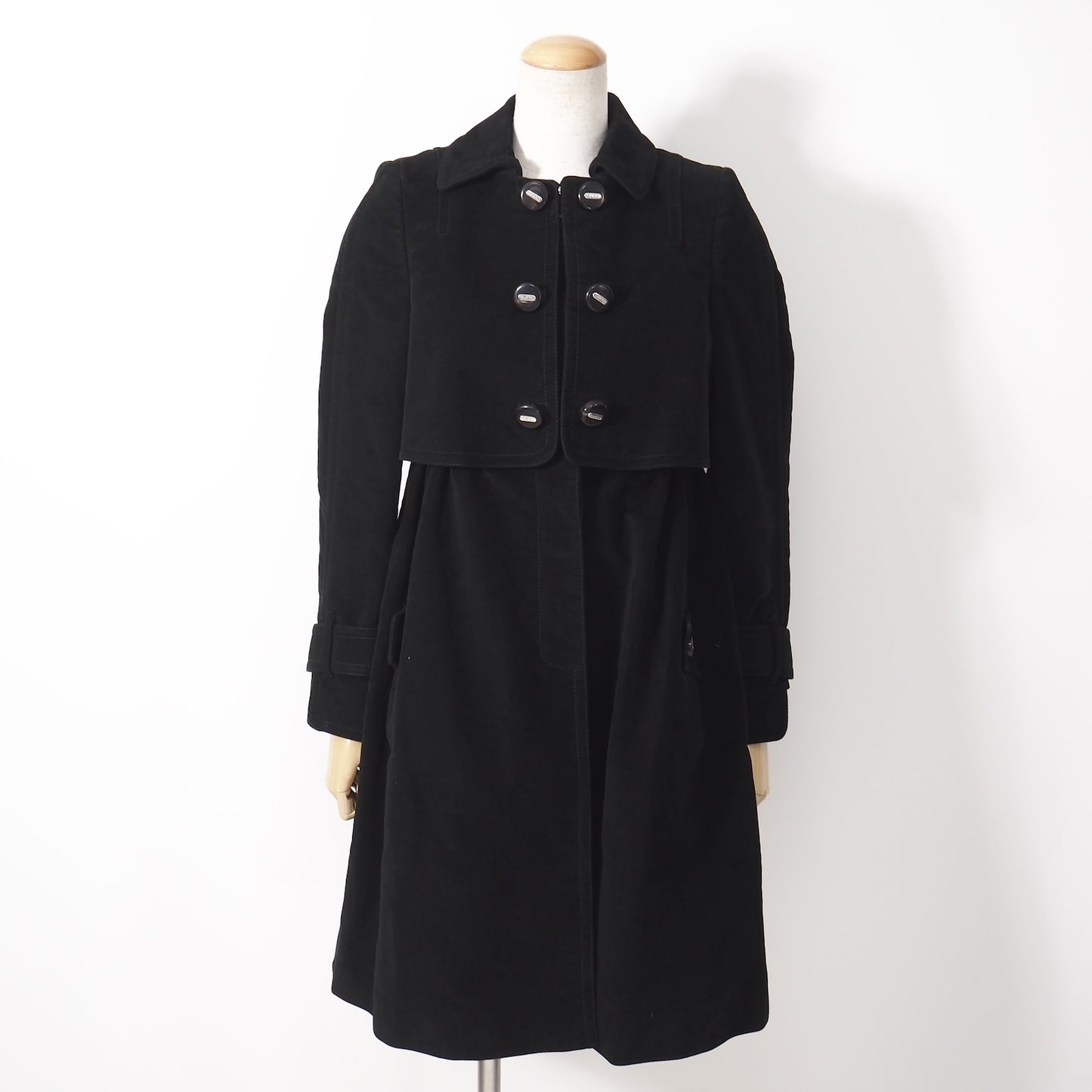 良品 グッチ GUCCI ベロア レイヤード コート 38 ブラック レディース 正規品 5-DJ135