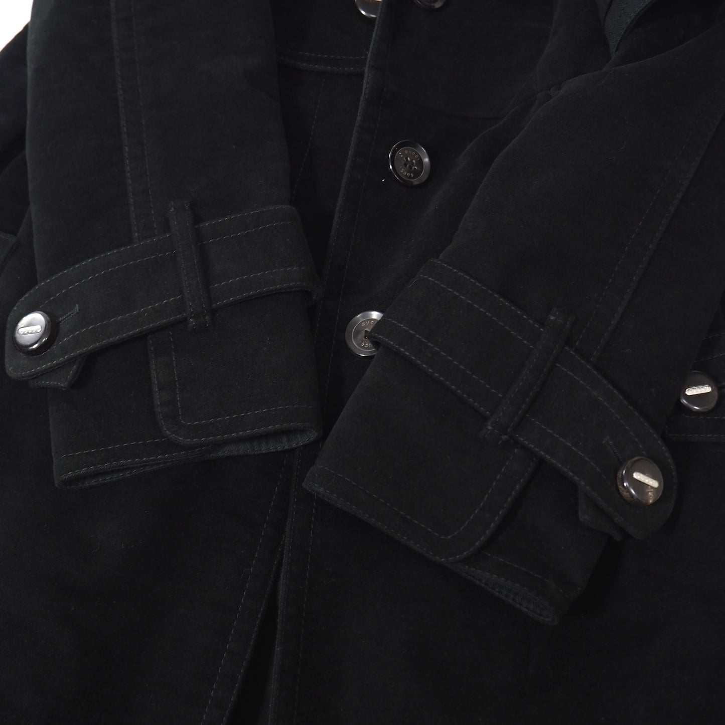 良品 グッチ GUCCI ベロア レイヤード コート 38 ブラック レディース 正規品 5-DJ135