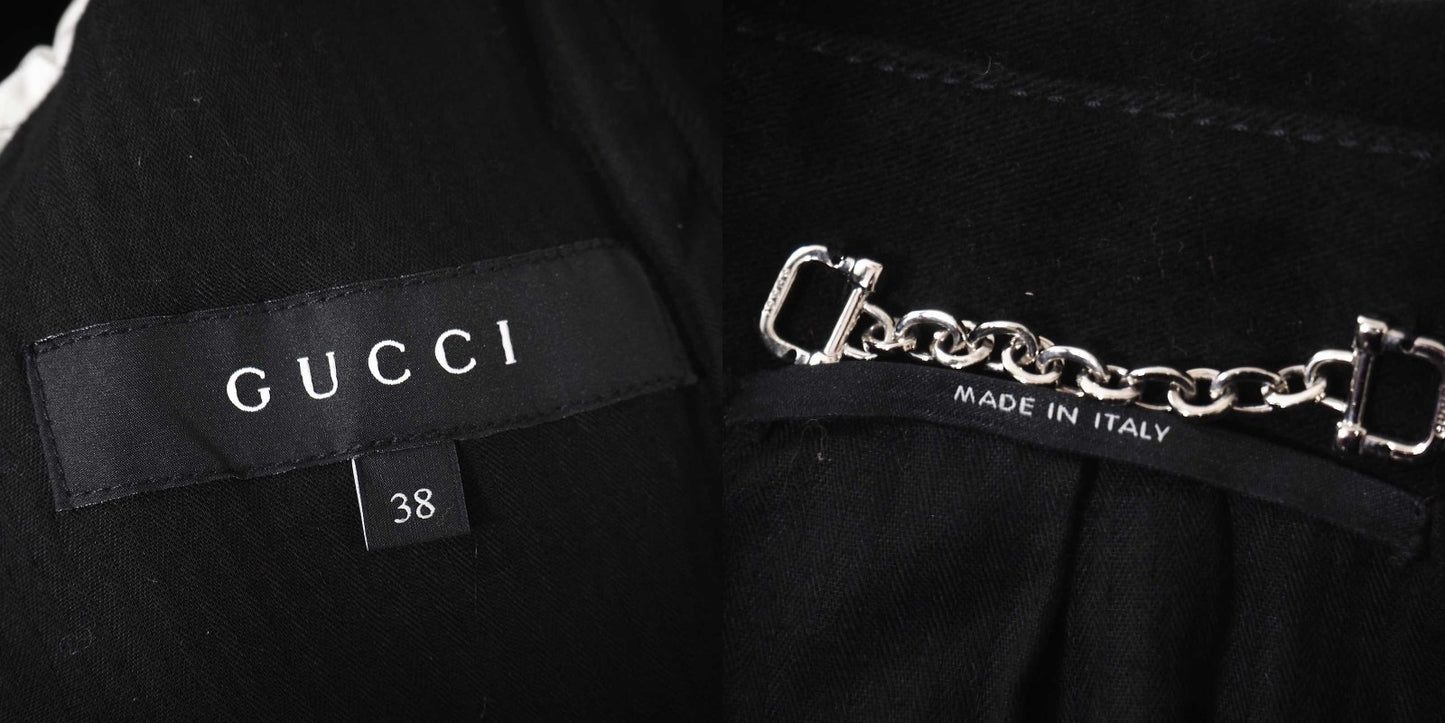 良品 グッチ GUCCI ベロア レイヤード コート 38 ブラック レディース 正規品 5-DJ135