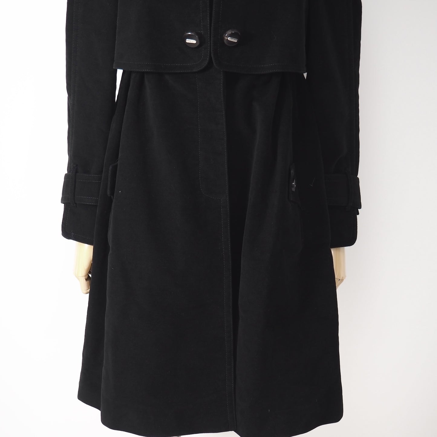 良品 グッチ GUCCI ベロア レイヤード コート 38 ブラック レディース 正規品 5-DJ135