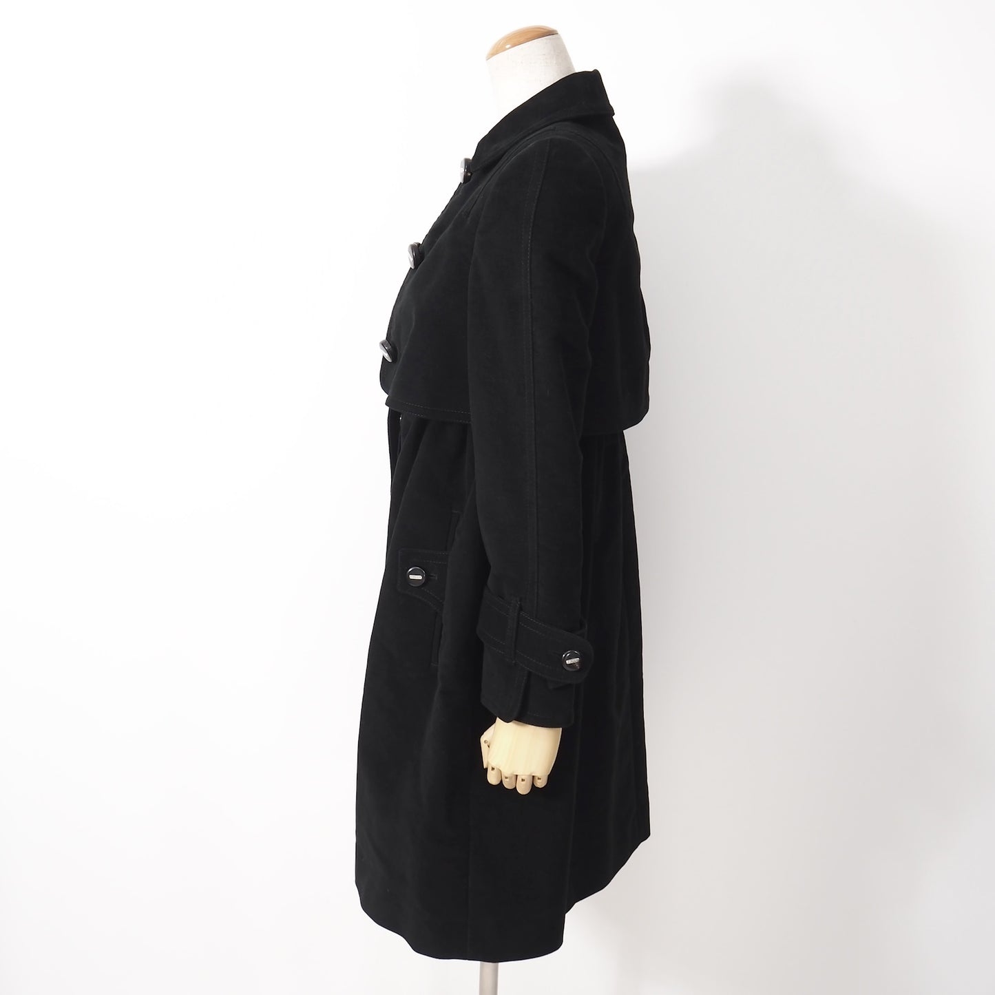 良品 グッチ GUCCI ベロア レイヤード コート 38 ブラック レディース 正規品 5-DJ135