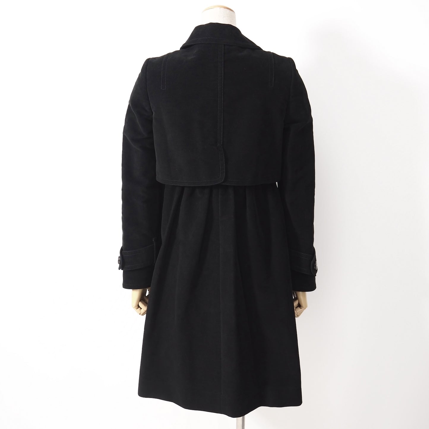 良品 グッチ GUCCI ベロア レイヤード コート 38 ブラック レディース 正規品 5-DJ135