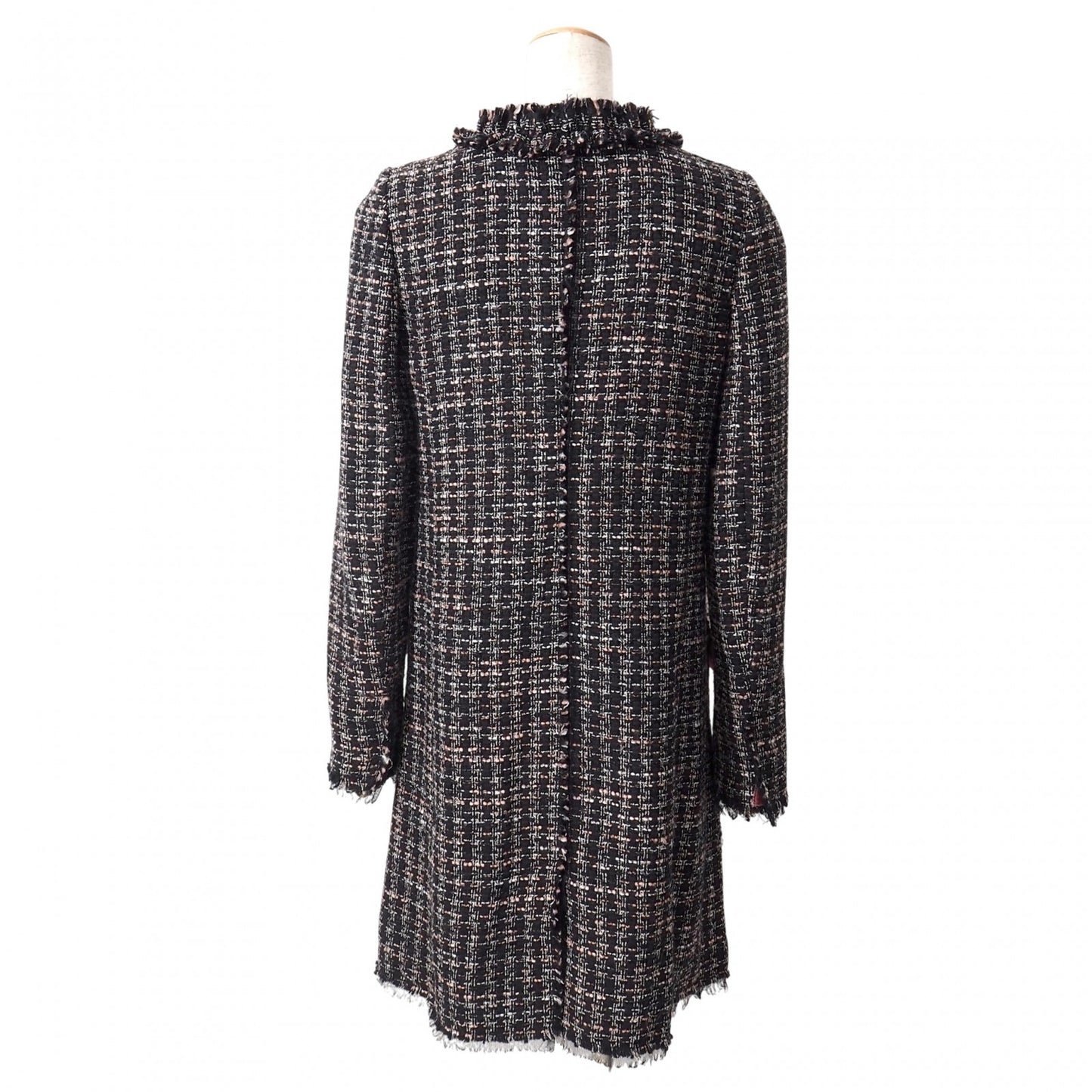 美品 ドルチェ&ガッバーナ DOLCE&GABBANA ツイード コート 38 ブラック ピンク 花柄 レディース 正規品 5-DJ137