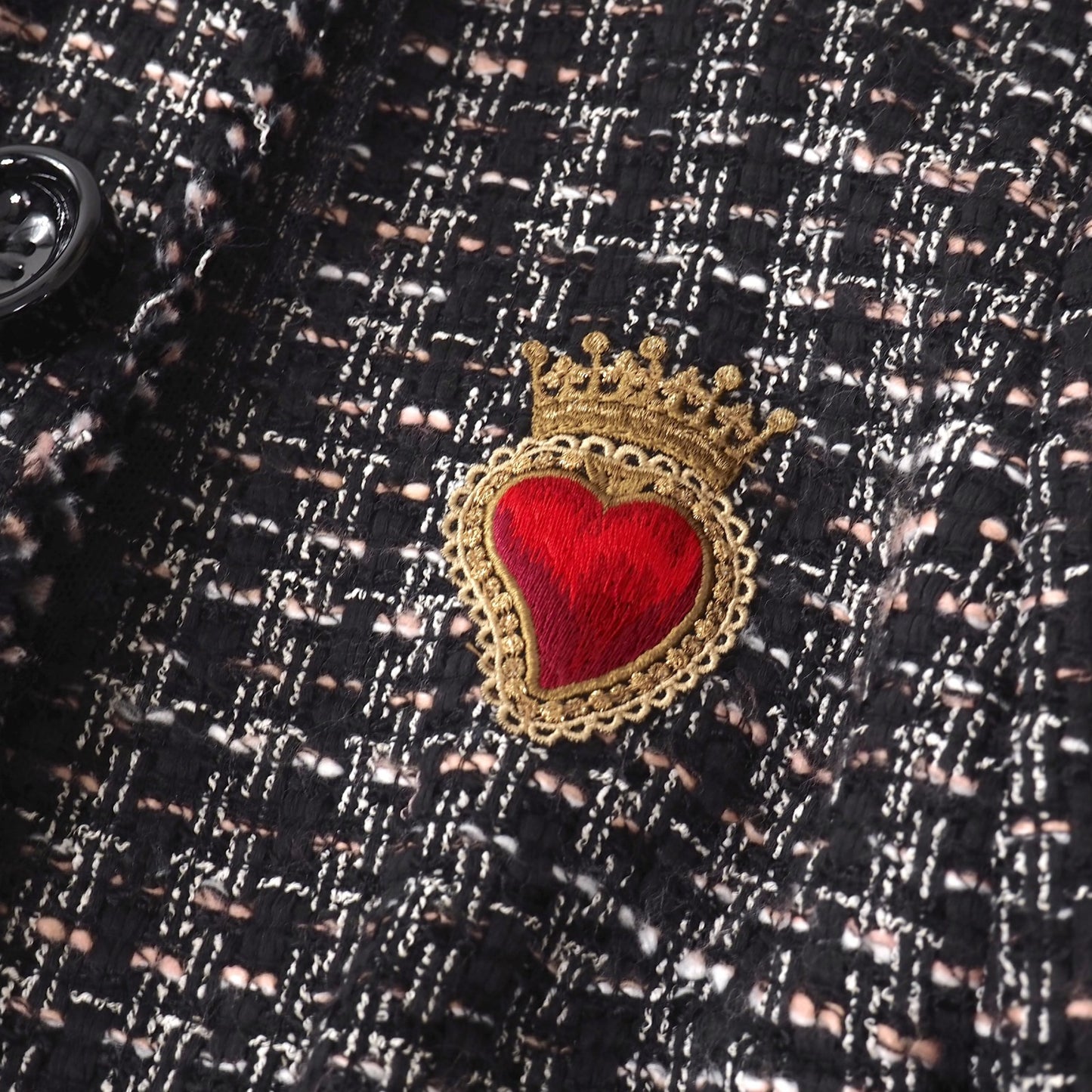 美品 ドルチェ&ガッバーナ DOLCE&GABBANA ツイード コート 38 ブラック ピンク 花柄 レディース 正規品 5-DJ137