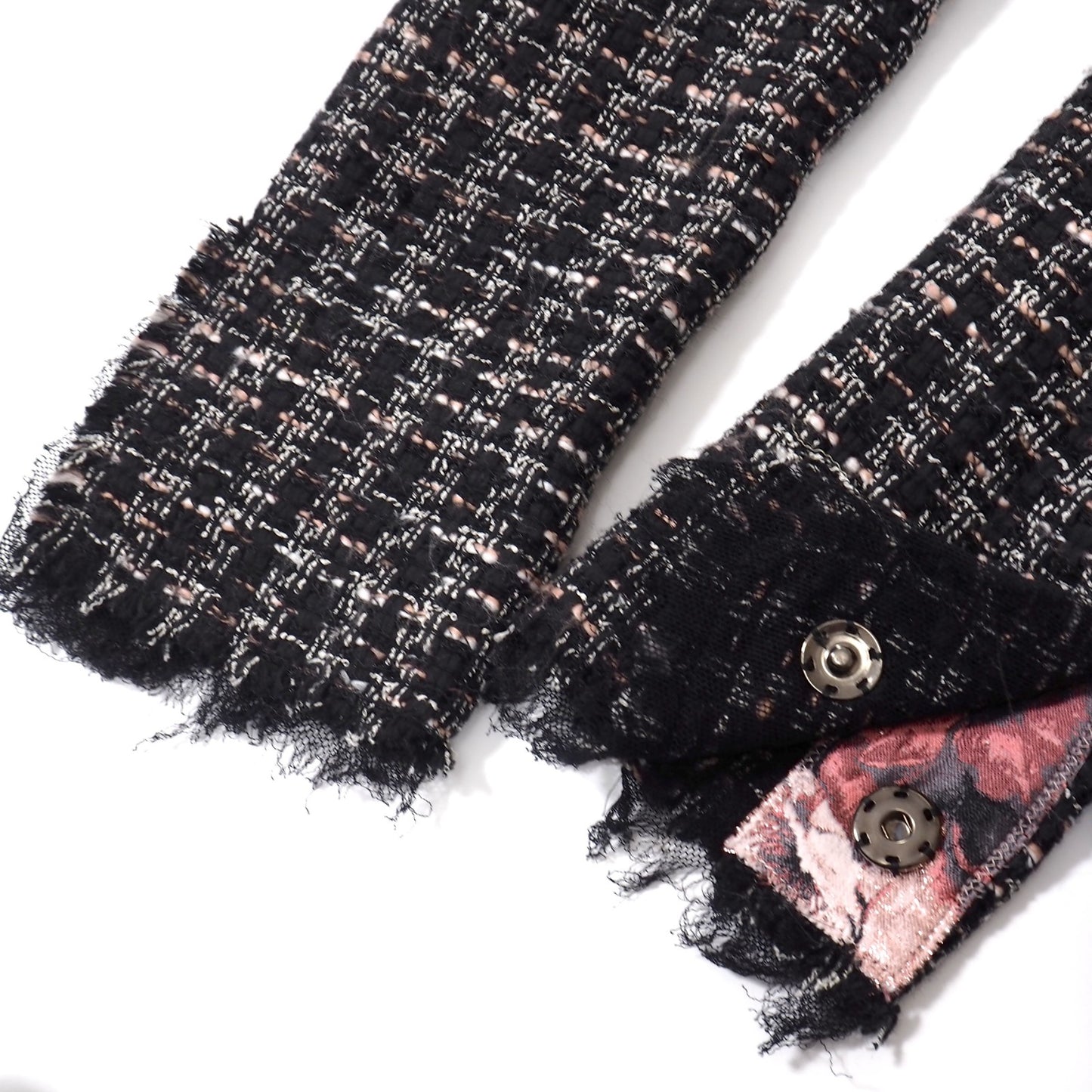 美品 ドルチェ&ガッバーナ DOLCE&GABBANA ツイード コート 38 ブラック ピンク 花柄 レディース 正規品 5-DJ137