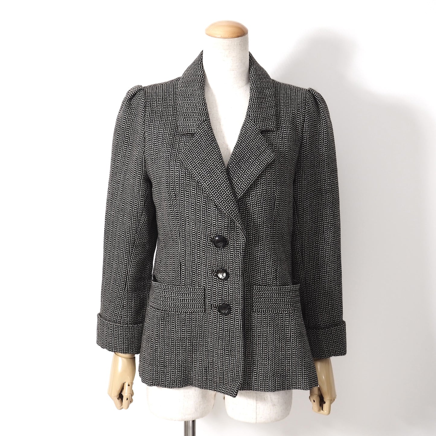 良品 イヴ・サンローラン リヴゴーシュ Yves Saint Laurent rive gauche ヴィンテージ ジャケット FR36 グレー DJ151