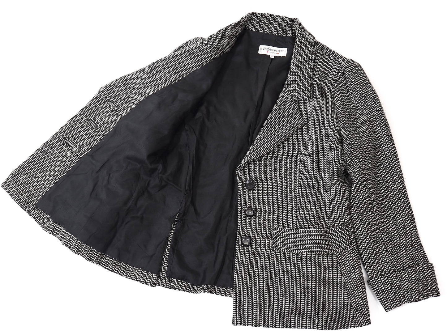 良品 イヴ・サンローラン リヴゴーシュ Yves Saint Laurent rive gauche ヴィンテージ ジャケット FR36 グレー DJ151