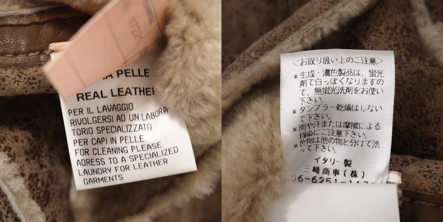 良品 ドルチェ＆ガッバーナ DOLCE＆GABBANA レザー ムートン コート 48 ライトブラウン メンズ 正規品 5-DJ147