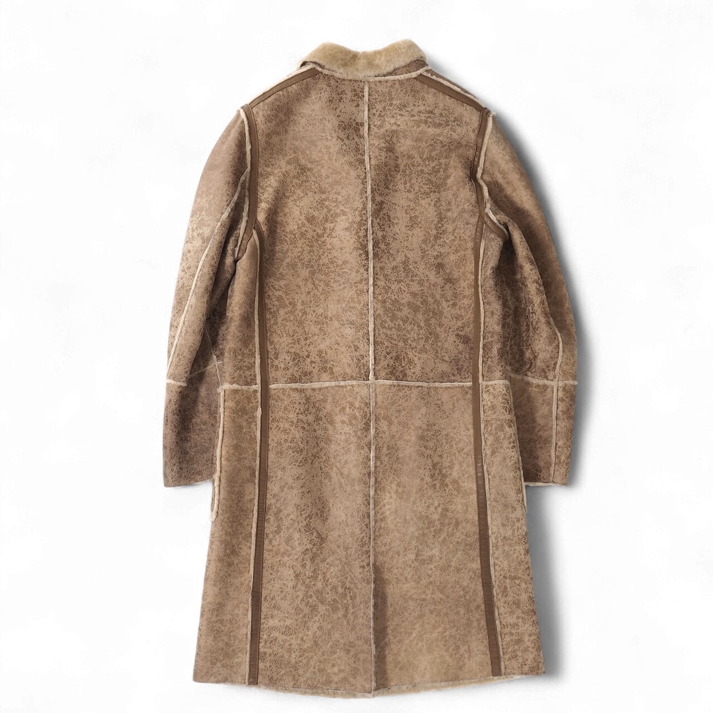 良品 ドルチェ＆ガッバーナ DOLCE＆GABBANA レザー ムートン コート 48 ライトブラウン メンズ 正規品 5-DJ147