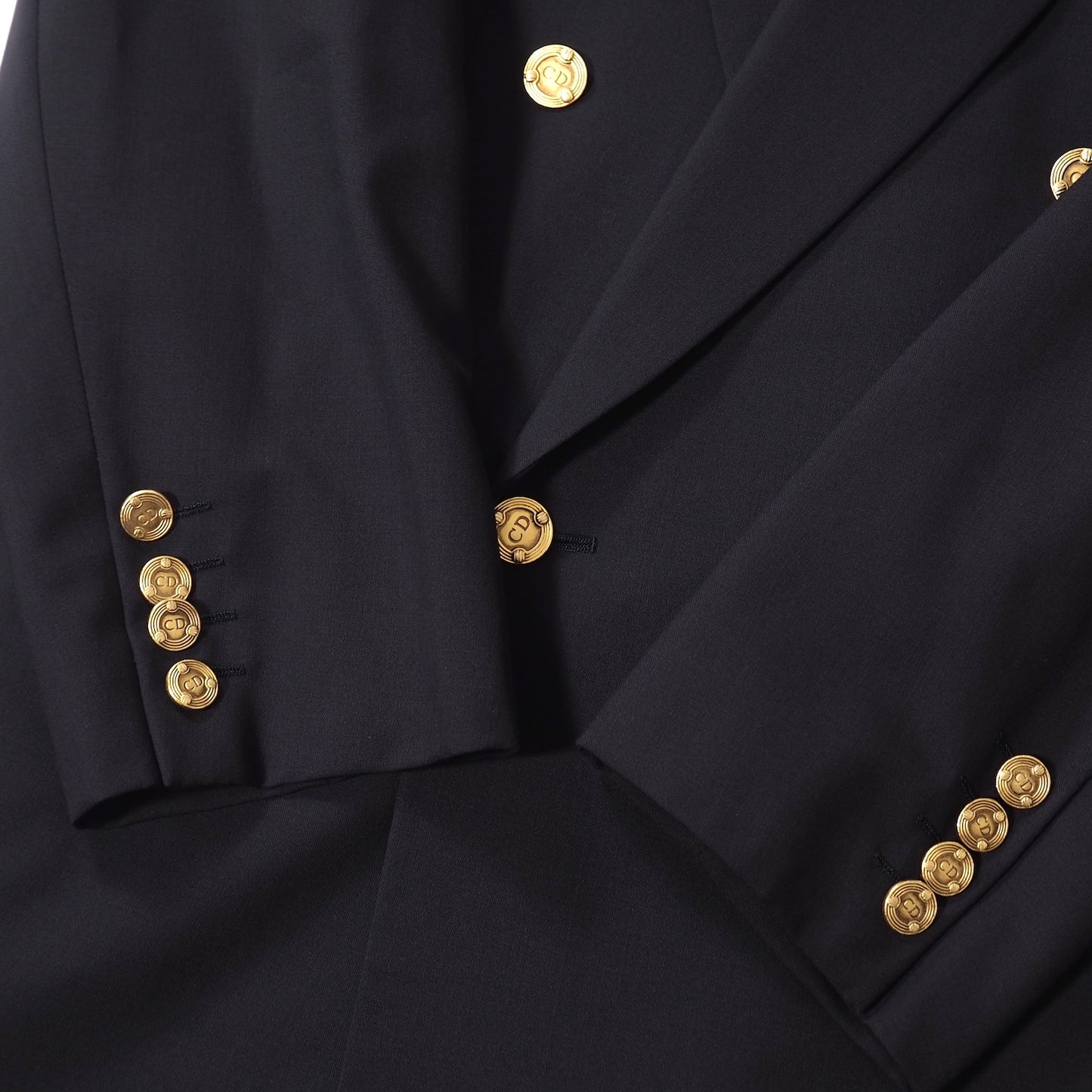 良品 クリスチャンディオール Christian Dior MONSIEUR ヴィンテージ 金ボタン ダブルブレスト スーツ 96-82-175 ブラック メンズ 正規品 5-DK169