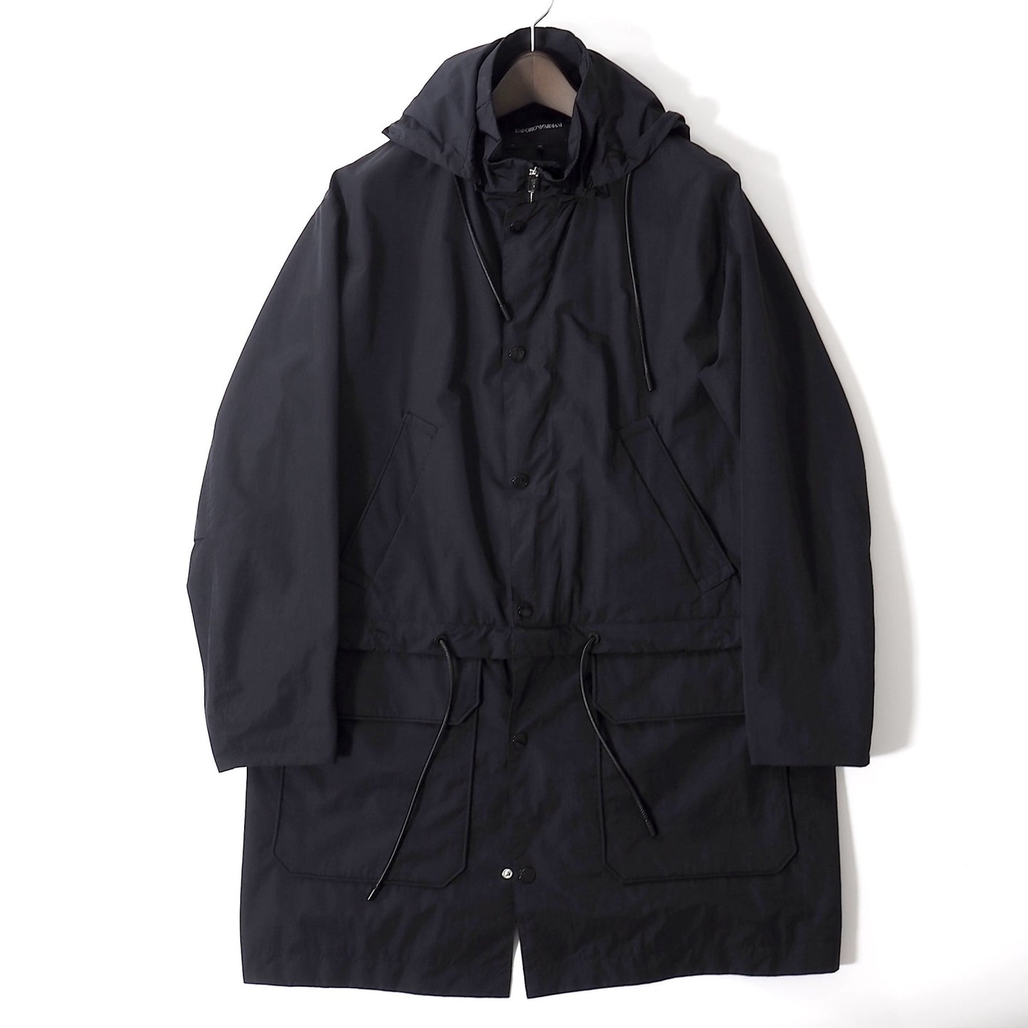 美品 エンポリオアルマーニ EMPORIO ARMANI 22年製 2WAY フーデッドコート 46 ネイビー メンズ 正規品 5-DK175
