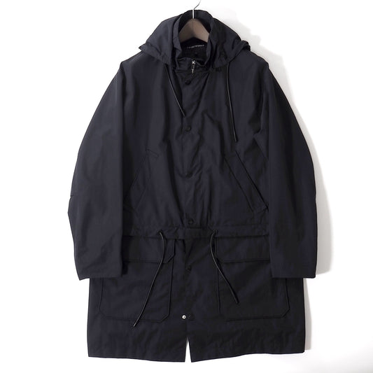 美品 エンポリオアルマーニ EMPORIO ARMANI 22年製 2WAY フーデッドコート 46 ネイビー メンズ 正規品 5-DK175