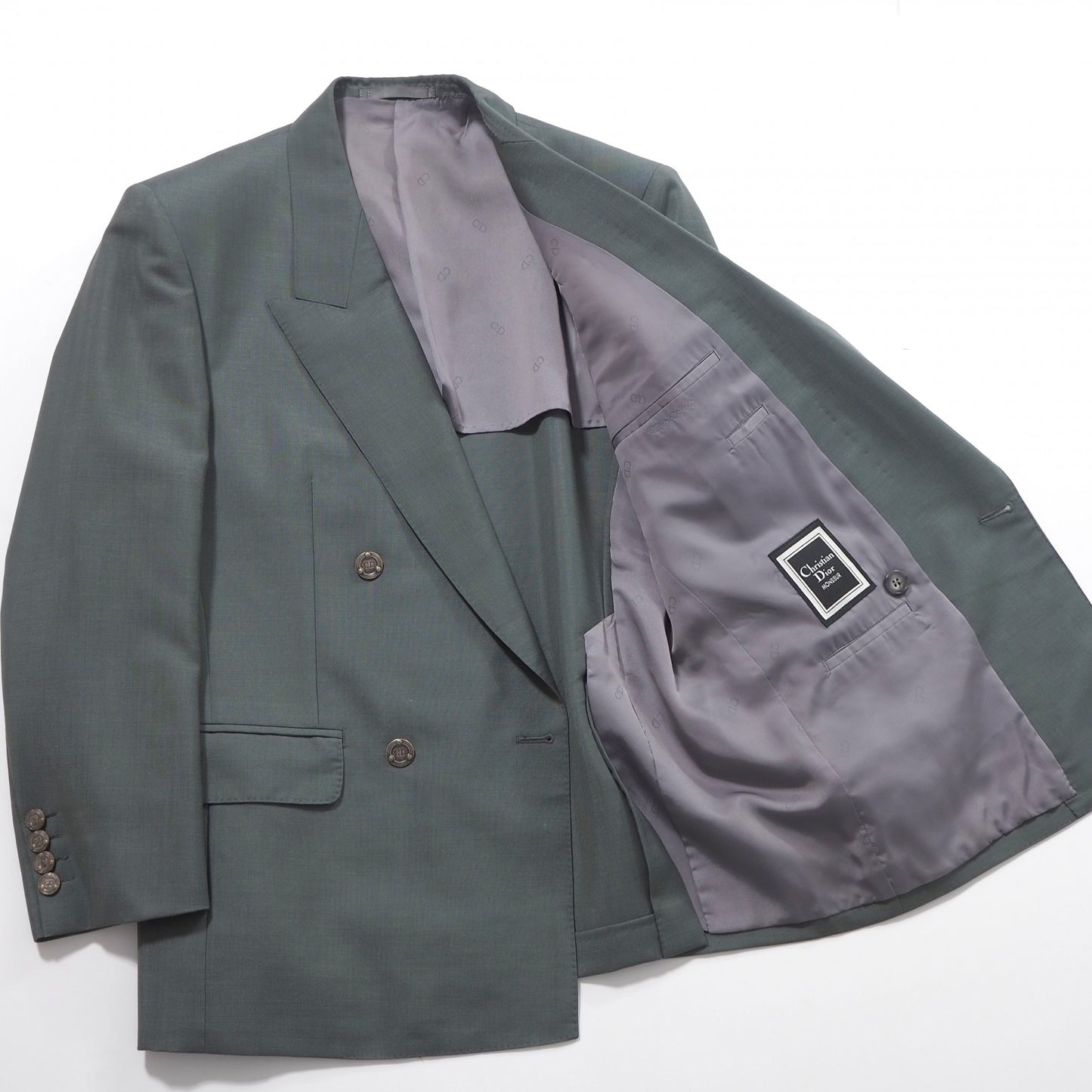 クリスチャンディオール Christian Dior MONSIEUR ヴィンテージ スーツ ジャケット パンツ 90-77-165 グリーン メンズ 正規品 5-DK183