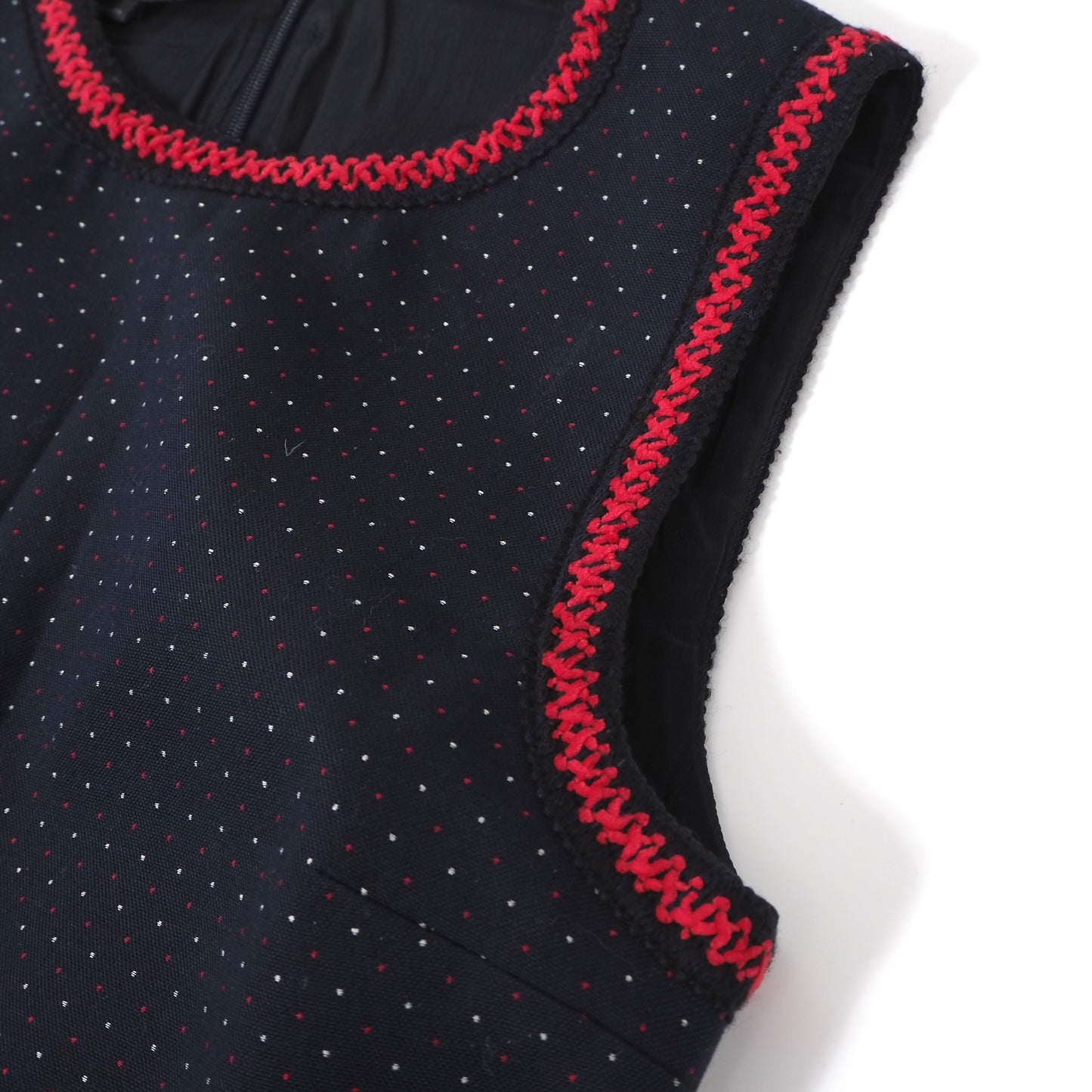 良品 グッチ GUCCI ノースリーブ ワンピース 42 ネイビー ドット柄 レディース 正規品 5-DL200