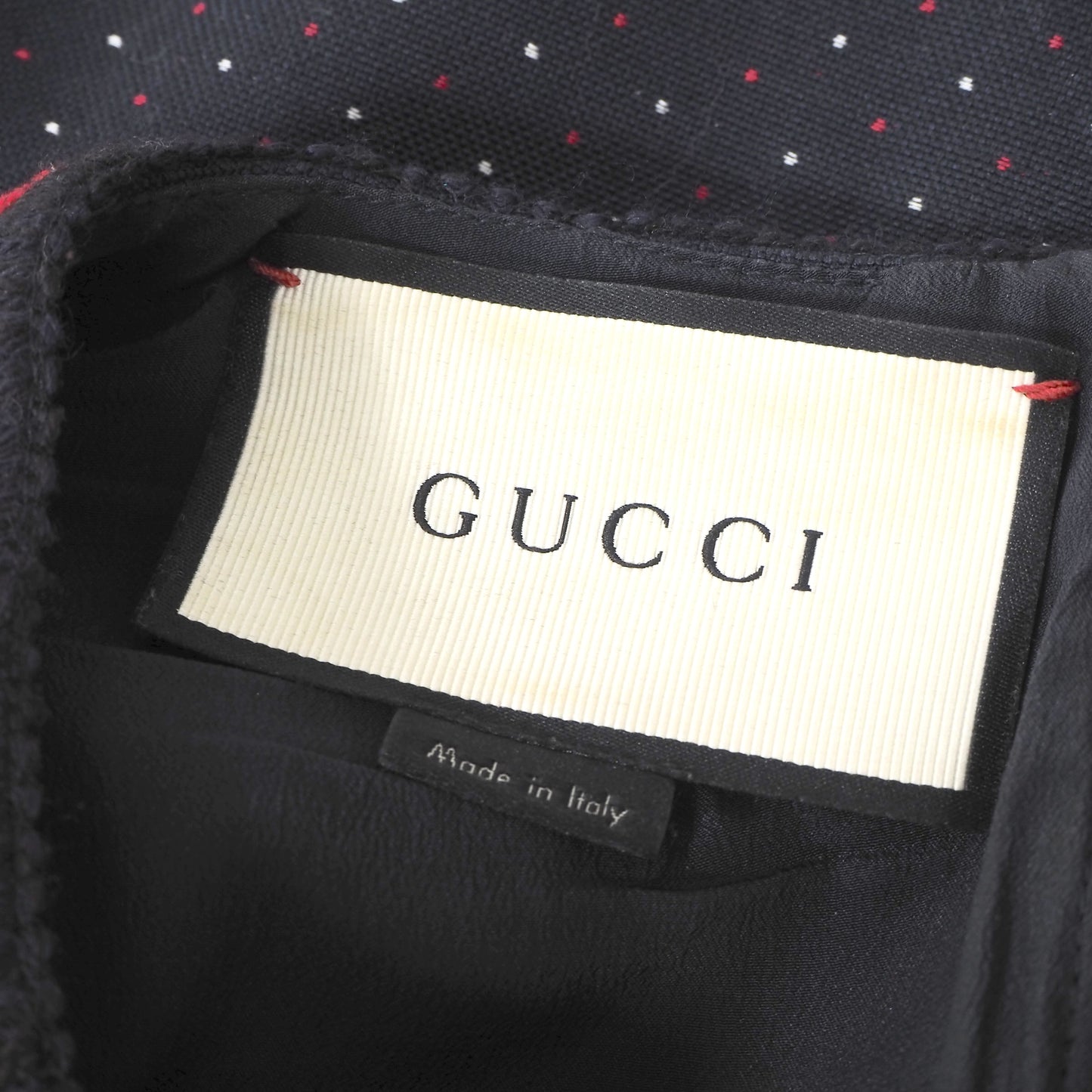 良品 グッチ GUCCI ノースリーブ ワンピース 42 ネイビー ドット柄 レディース 正規品 5-DL200