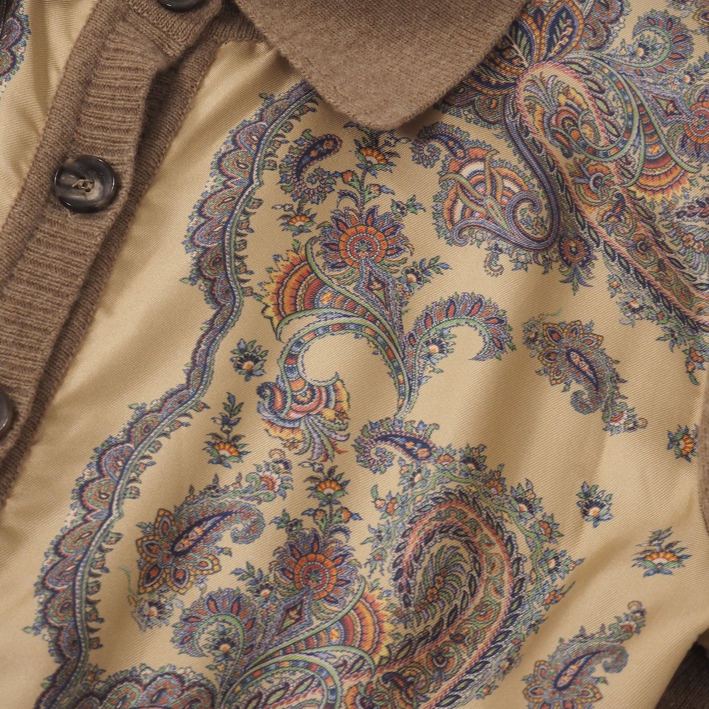 良品 エトロ ETRO 23年製 シルク切替 半袖 ニット ワンピース マキシ丈 40 ペイズリー ブラウン レディース 正規品 5-KK003