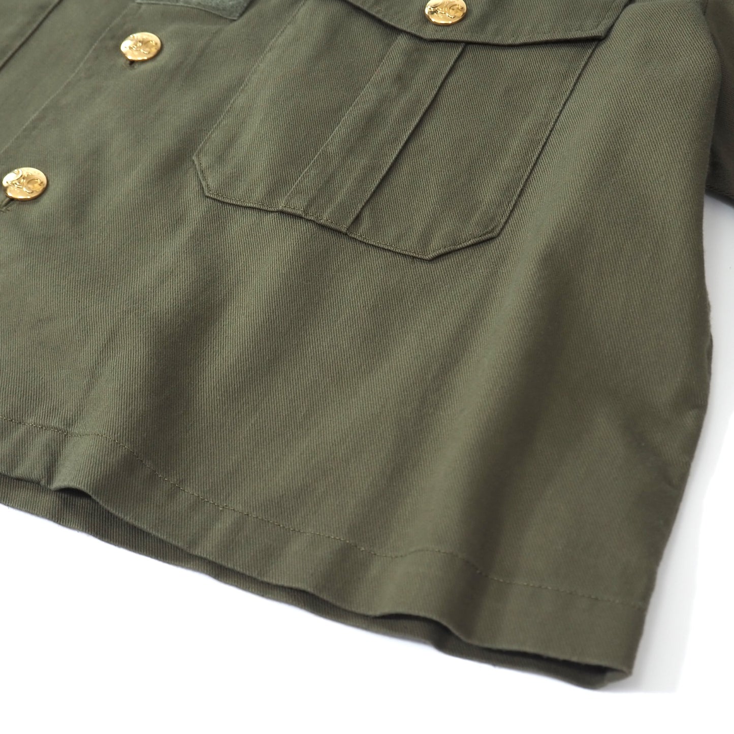 良品 セリーヌ CELINE エディ期 トリンオフボタン ミリタリー シャツ 38 カーキ レディース 正規品 5-KK005