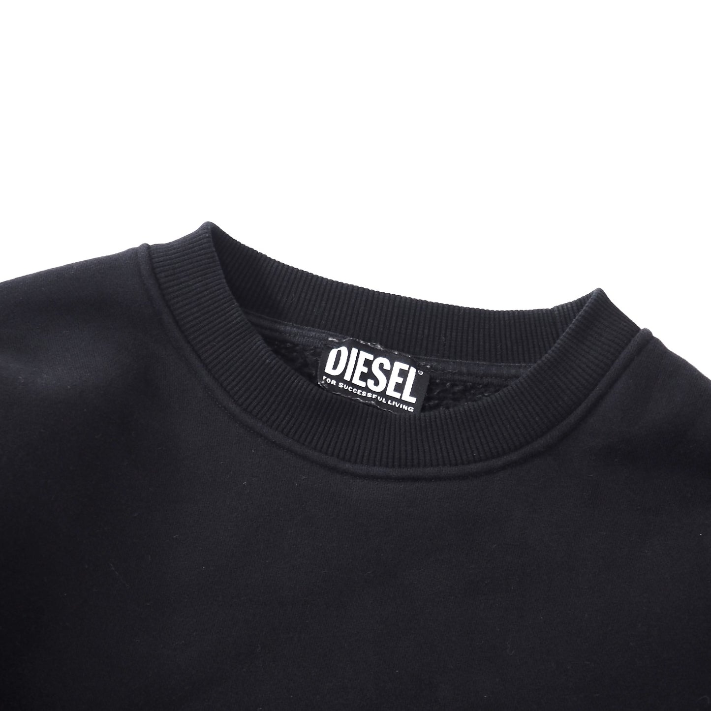 良品 ディーゼル DIESEL 現行 DSLワッペン コットン プルオーバー スウェット S ブラック メンズ 正規品 5-OG005