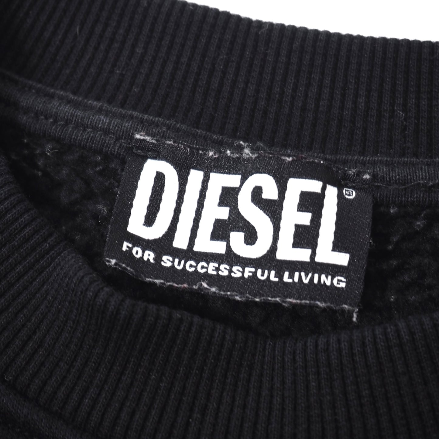 良品 ディーゼル DIESEL 現行 DSLワッペン コットン プルオーバー スウェット S ブラック メンズ 正規品 5-OG005