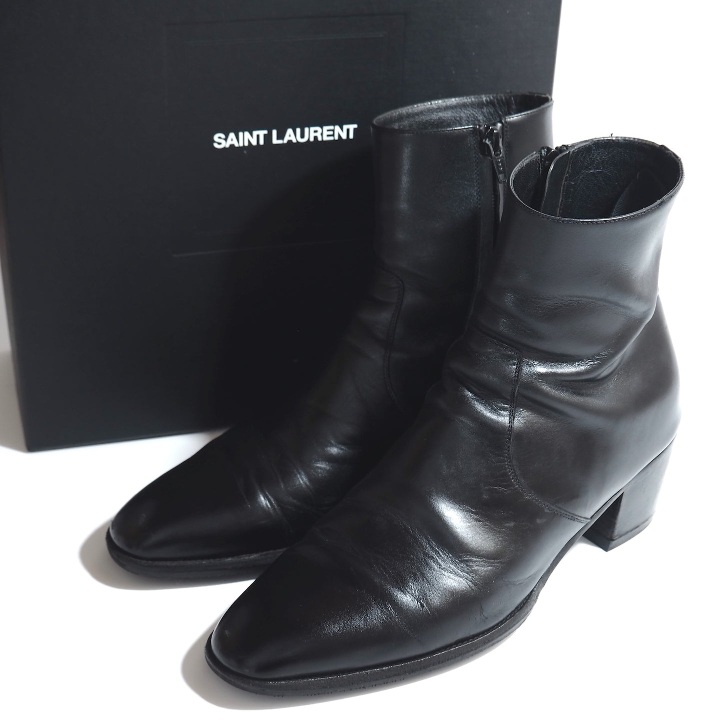 サンローランパリ SAINT LAURENT PARIS ワイアット レザー ブーツ サイドジップ 42 ブラック メンズ 正規品 5-OG016