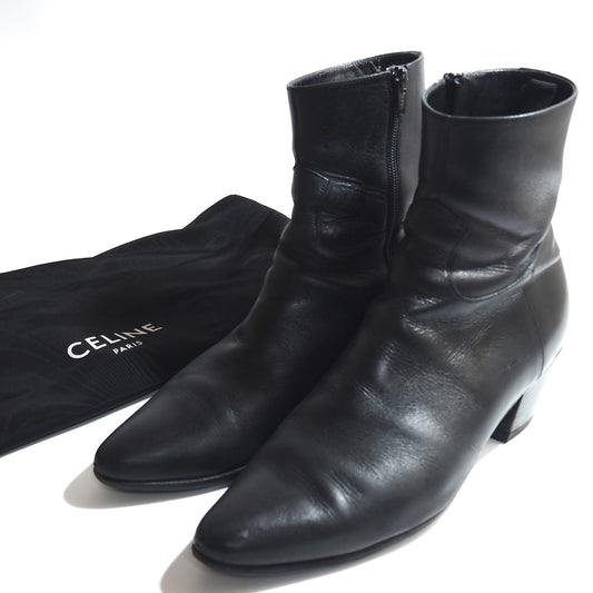 セリーヌ CELINE JACNO ジャクノ サイドジップ レザー ブーツ 41 25.5-26cm相当 ブラック メンズ 正規品 5-OG017