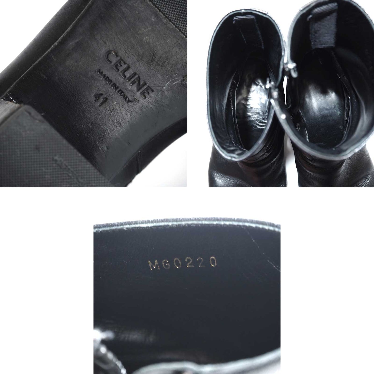 セリーヌ CELINE JACNO ジャクノ サイドジップ レザー ブーツ 41 25.5-26cm相当 ブラック メンズ 正規品 5-OG017