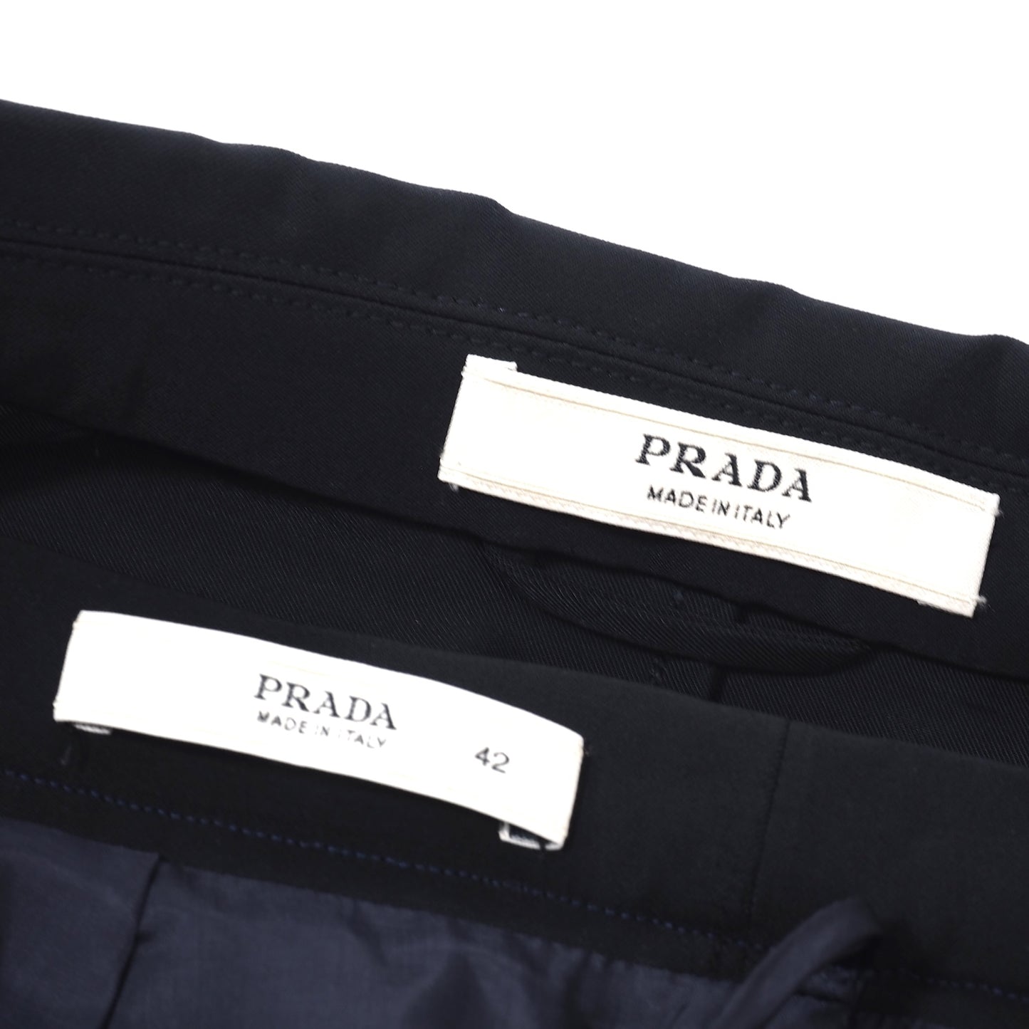 プラダ PRADA レザーベルト付 セットアップ ジャケット スカート スーツ 42 ブラック レディース 正規品 5-OG018