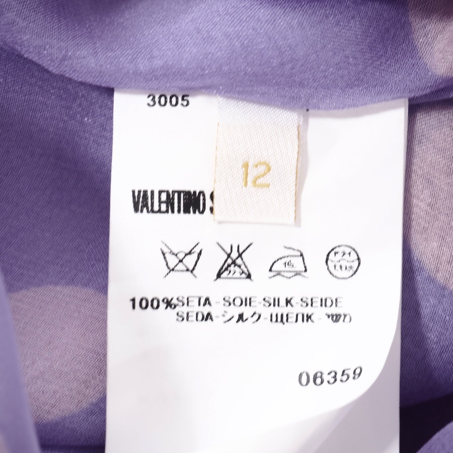 美品 ヴァレンティノ VALENTINO シルク フリル ブラウス 12/46 ライトパープル レディース 正規品 5-OG020