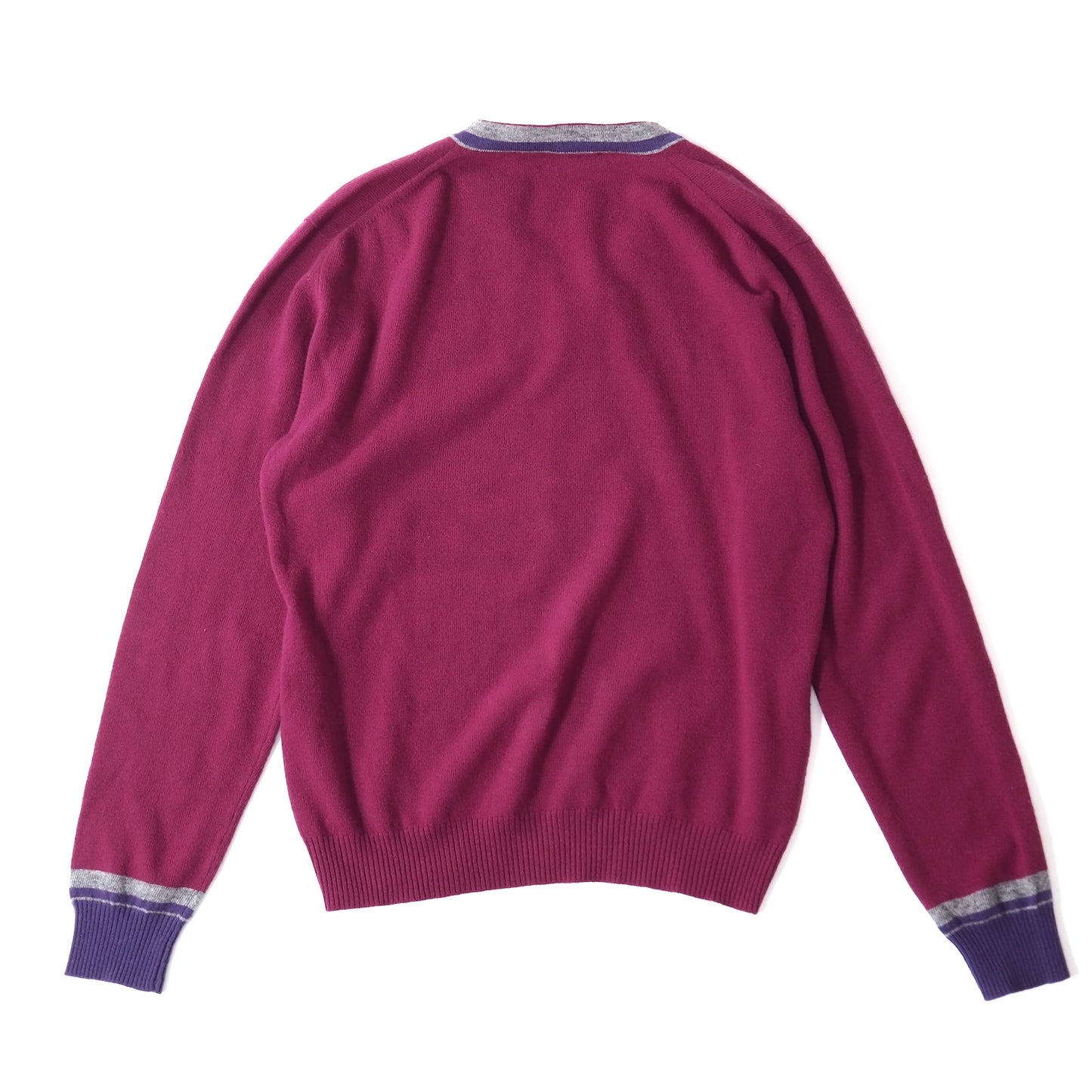 良品 エトロ ETRO ウール Vネック セーター ニット M パープル系 メンズ 正規品 5-OG023