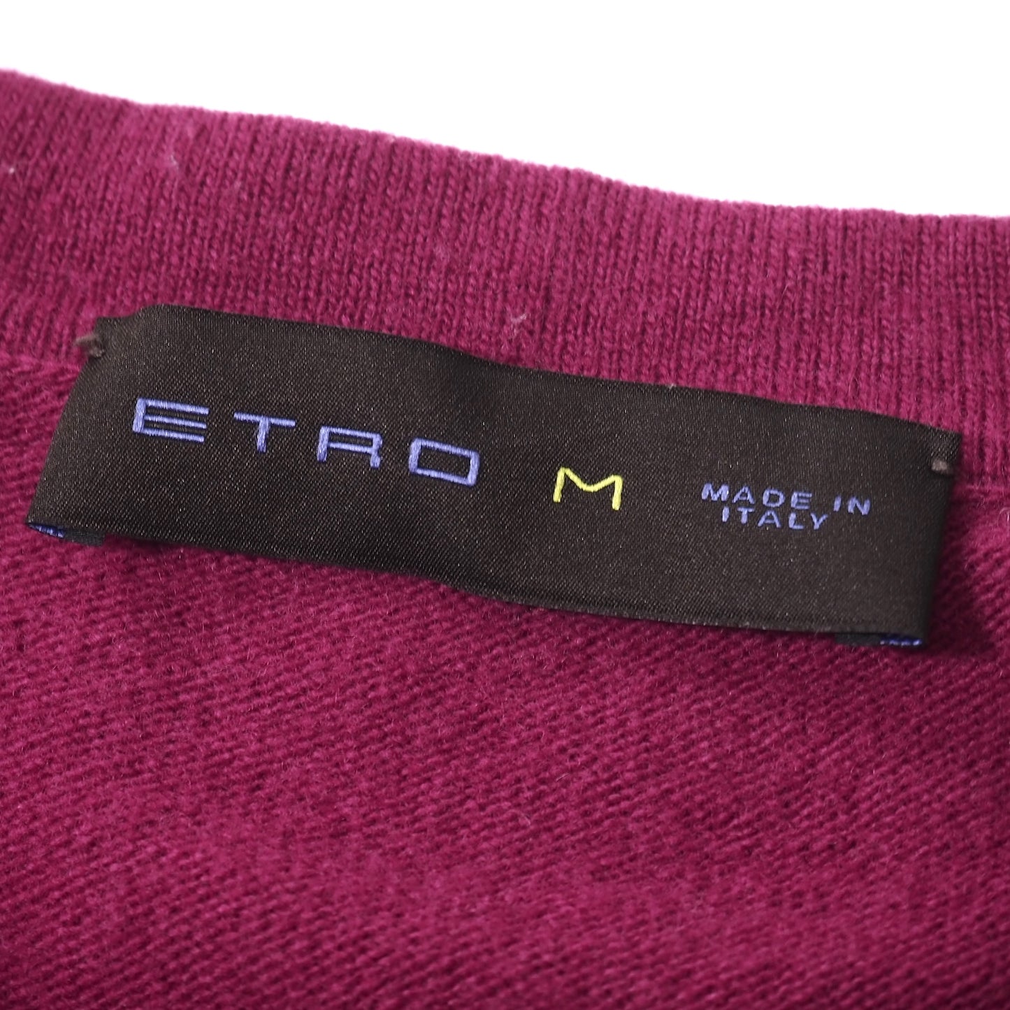 良品 エトロ ETRO ウール Vネック セーター ニット M パープル系 メンズ 正規品 5-OG023