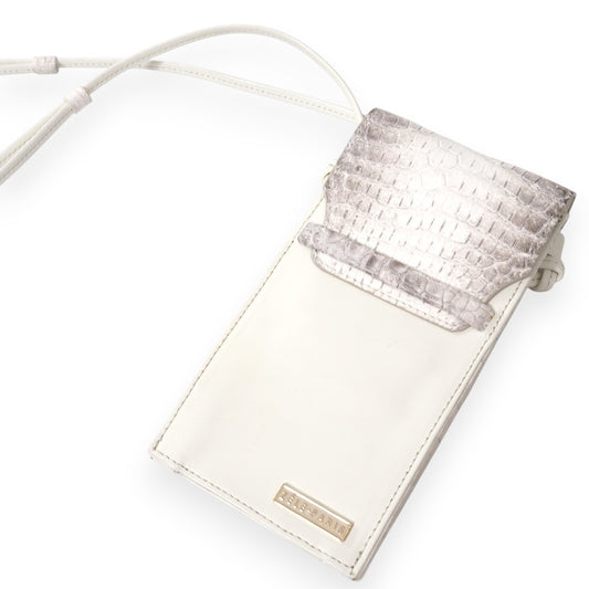 良品 ゼルパリ ZELE PARIS クロコダイル切替 レザー ミニショルダーバッグ スマホケース ホワイト メンズ 正規品 5-OI004