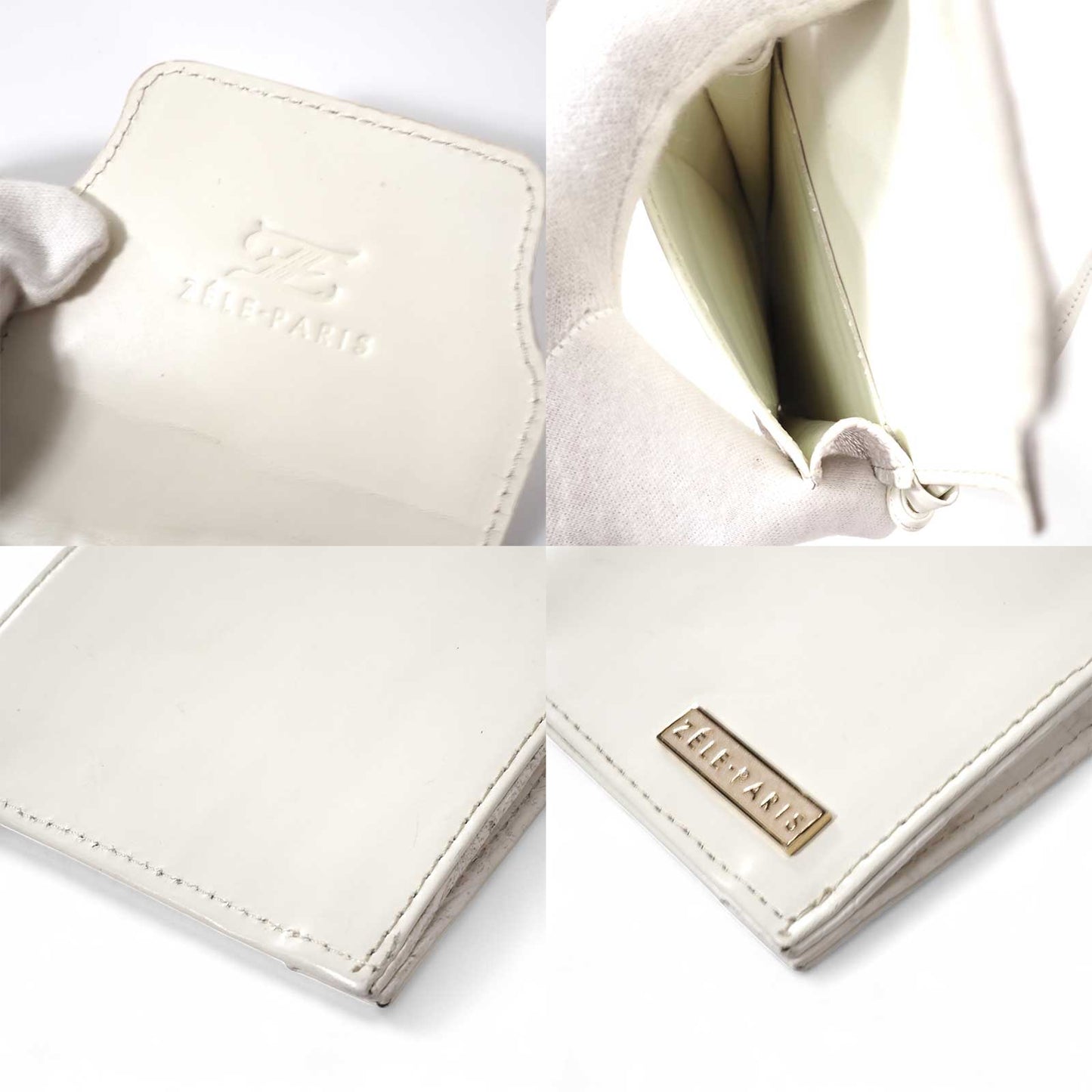 良品 ゼルパリ ZELE PARIS クロコダイル切替 レザー ミニショルダーバッグ スマホケース ホワイト メンズ 正規品 5-OI004