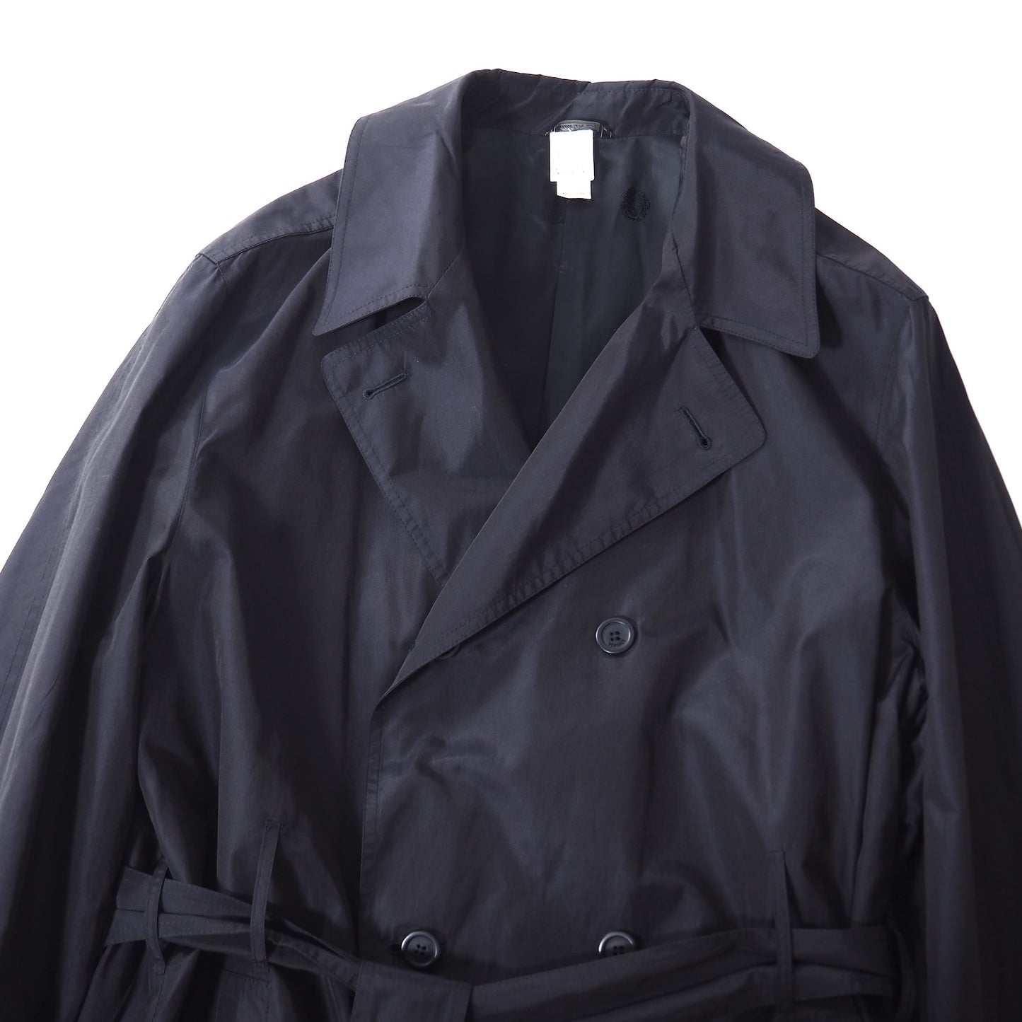 美品 ジャンニヴェルサーチ GIANNI VERSACE シルク コットン ヴィンテージ トレンチコート 52 ネイビー メンズ 正規品 5-OI013