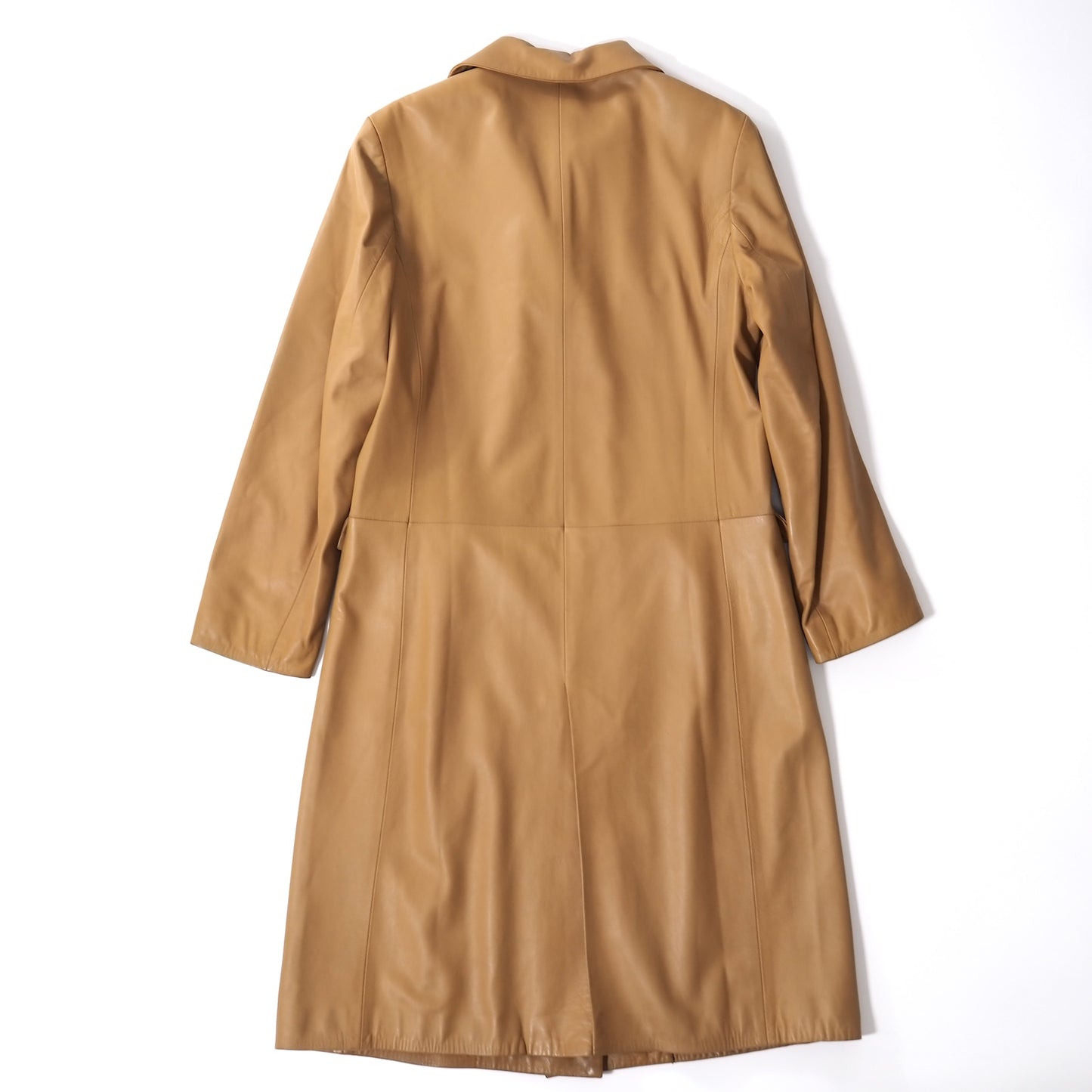 ロエベ LOEWE ナッパレザー ダブルブレスト コート 40 キャメル レディース 正規品 5-OI015