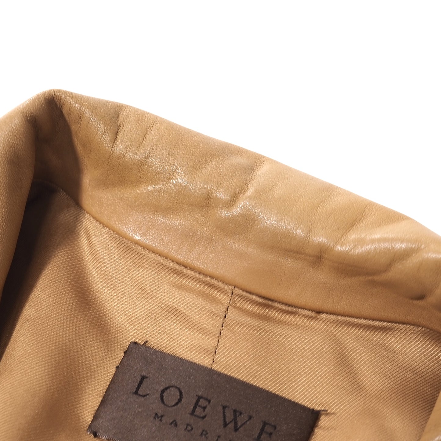 ロエベ LOEWE ナッパレザー ダブルブレスト コート 40 キャメル レディース 正規品 5-OI015