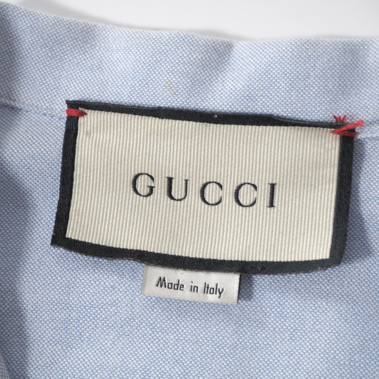 グッチ GUCCI エンブロイダリー オープンカラー シャツ 44 ライトブルー メンズ 正規品 5-OJ010