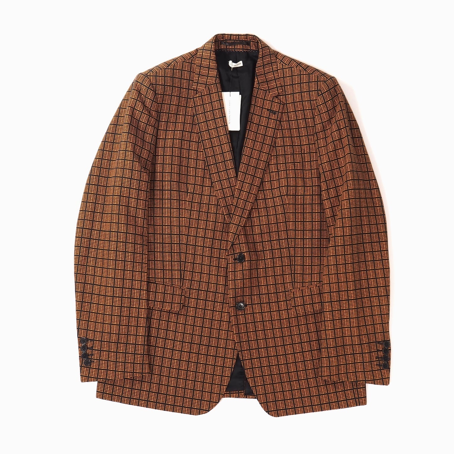 未使用 ドリスヴァンノッテン Dries Van Noten 19年製 コットンリネン チェック セットアップスーツ ジャケット パンツ 50 オレンジチェック メンズ 正規品 5-OK001