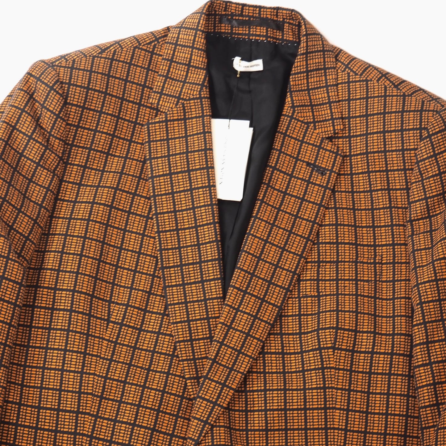 未使用 ドリスヴァンノッテン Dries Van Noten 19年製 コットンリネン チェック セットアップスーツ ジャケット パンツ 50 オレンジチェック メンズ 正規品 5-OK001