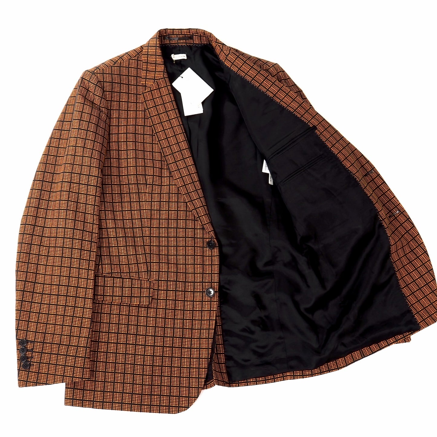 未使用 ドリスヴァンノッテン Dries Van Noten 19年製 コットンリネン チェック セットアップスーツ ジャケット パンツ 50 オレンジチェック メンズ 正規品 5-OK001