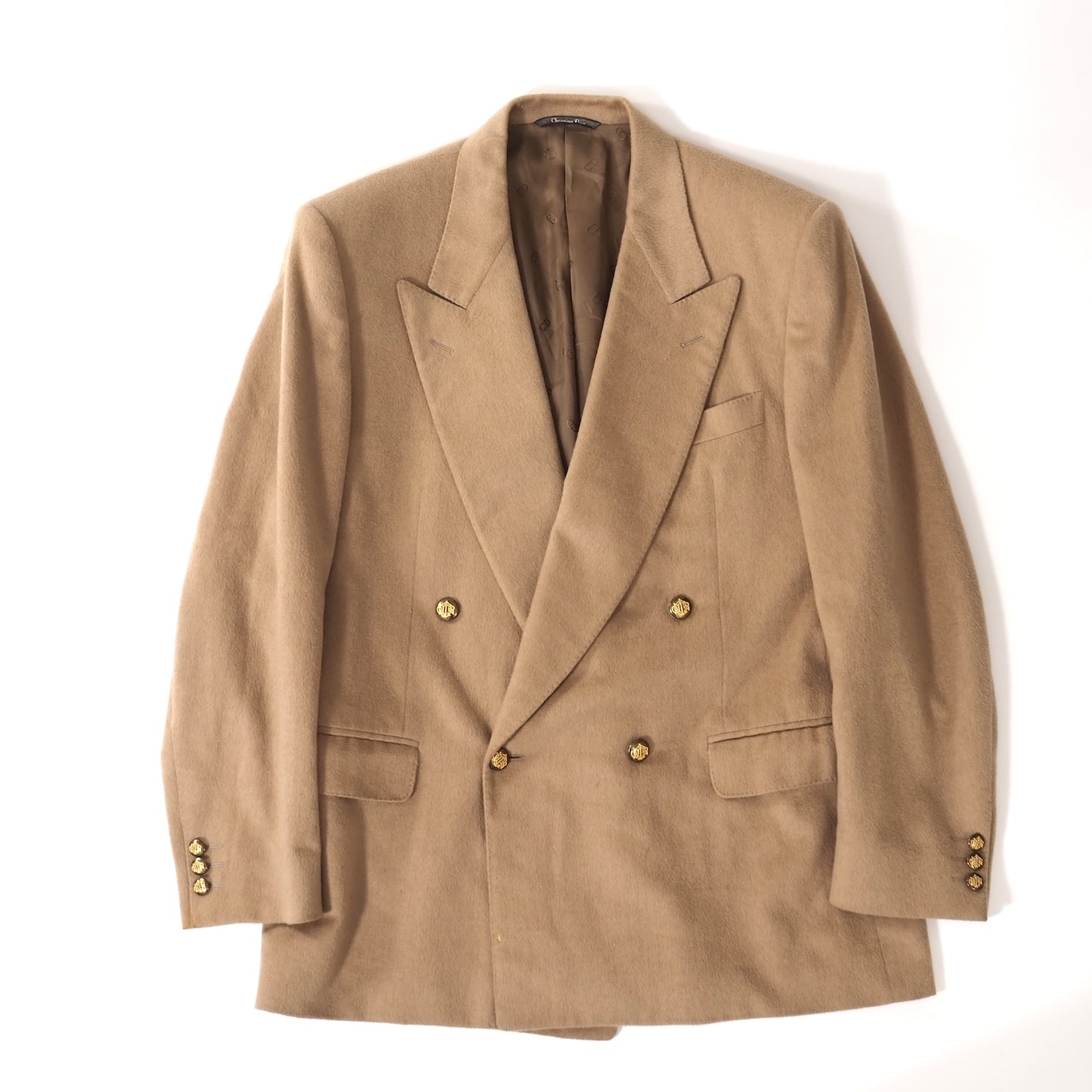 Christian Dior MONSIEUR ヴィンテージ ピュアキャメル ダブルブレストジャケット 50 ベージュ メンズ 正規品 5-OK006