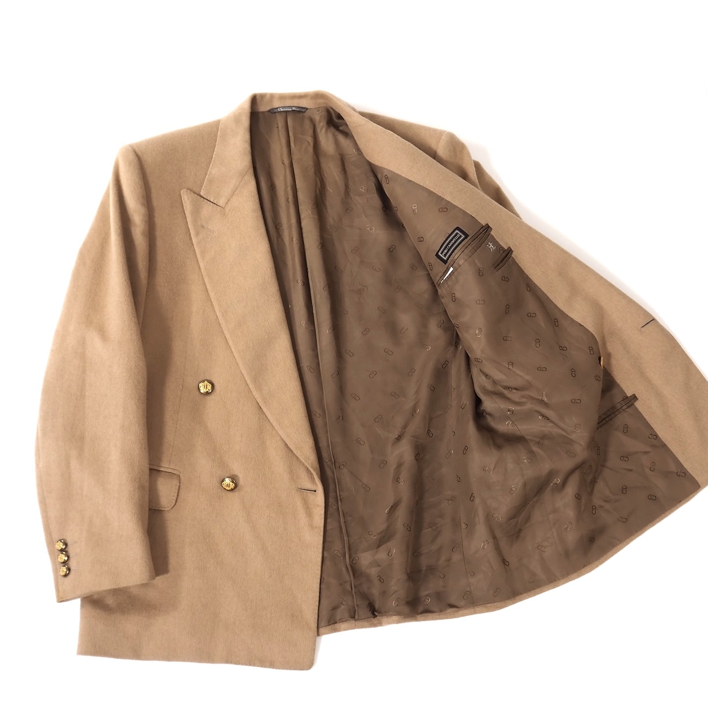 Christian Dior MONSIEUR ヴィンテージ ピュアキャメル ダブルブレストジャケット 50 ベージュ メンズ 正規品 5-OK006