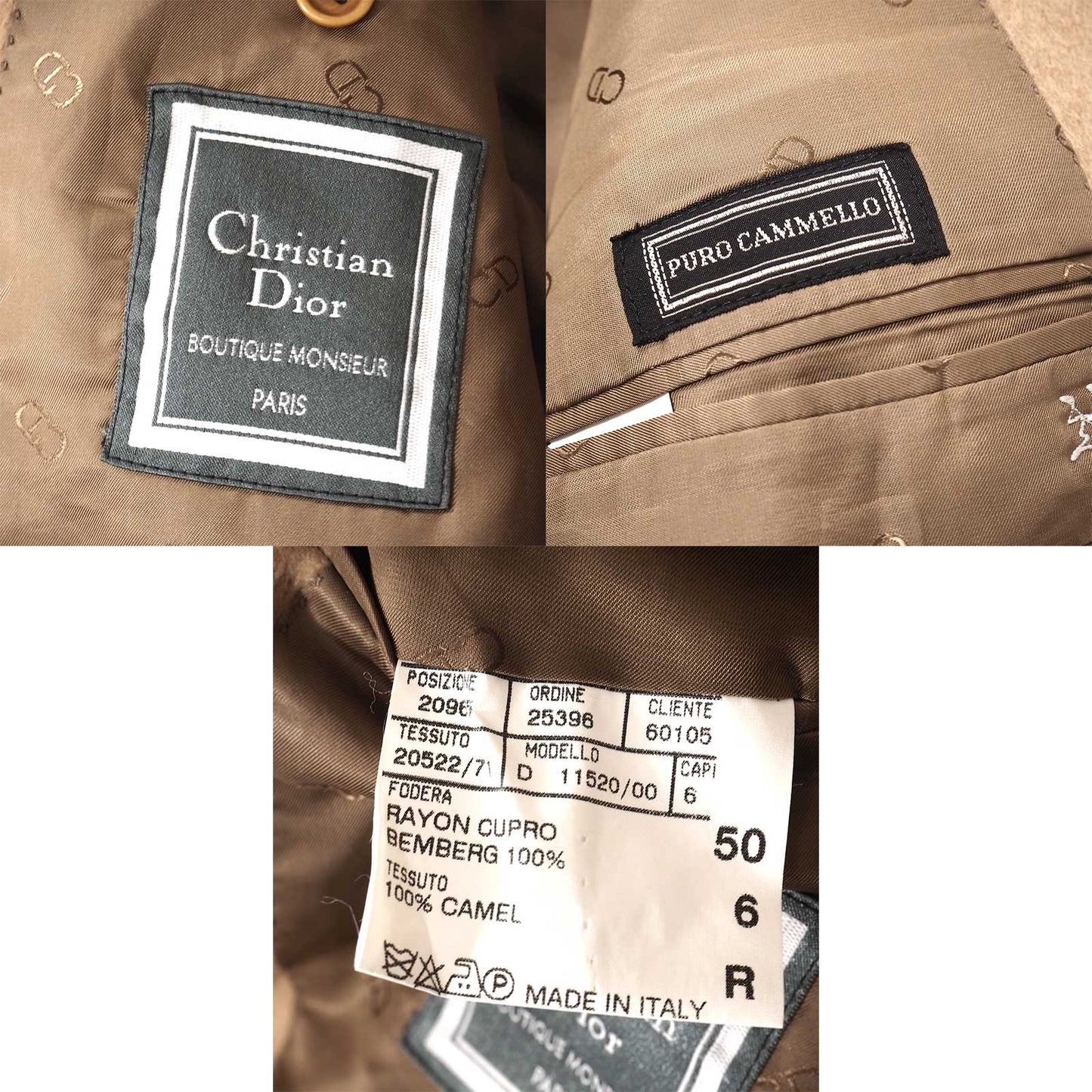 Christian Dior MONSIEUR ヴィンテージ ピュアキャメル ダブルブレストジャケット 50 ベージュ メンズ 正規品 5-OK006