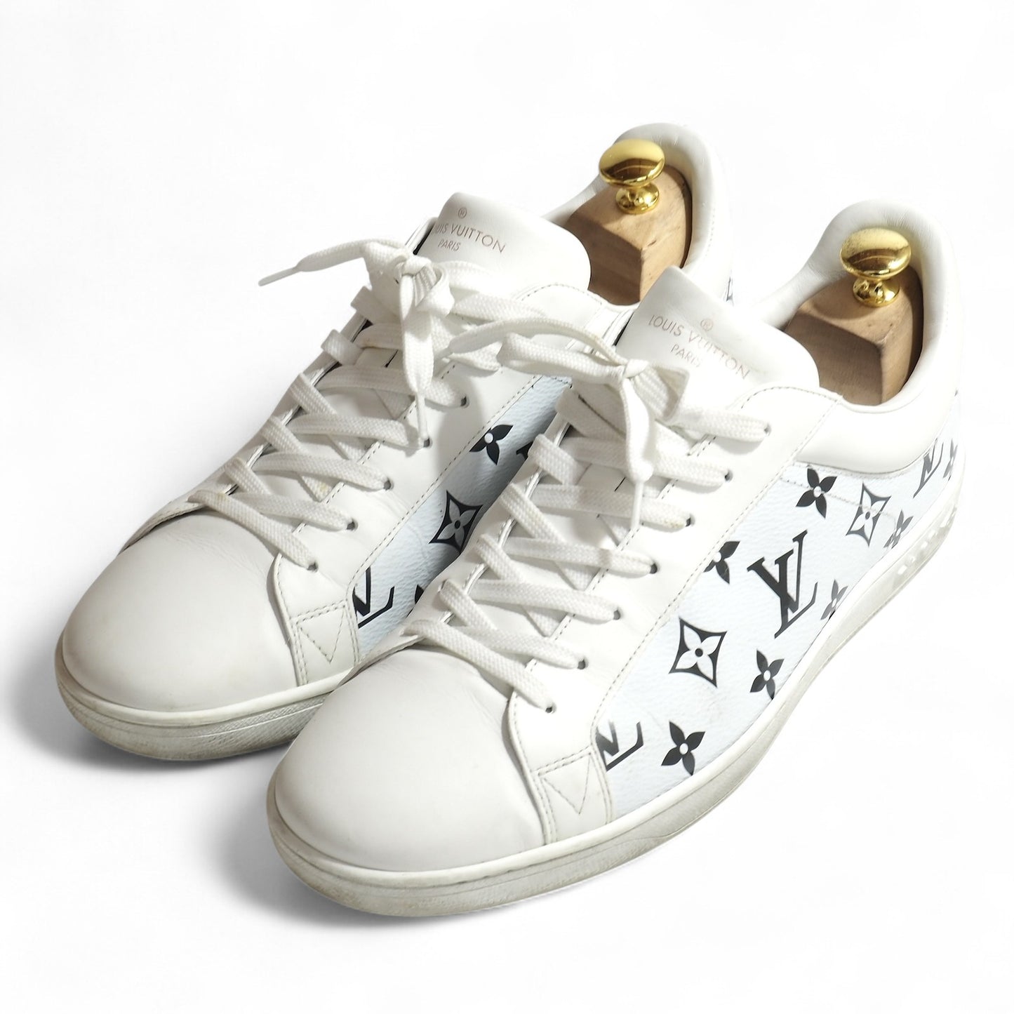 ルイヴィトン Louis Vuitton イタリア製 ルクセンブルクライン モノグラム柄 ローカット スニーカー 7.5 26㎝相当 ホワイト メンズ 正規品 5-OK009