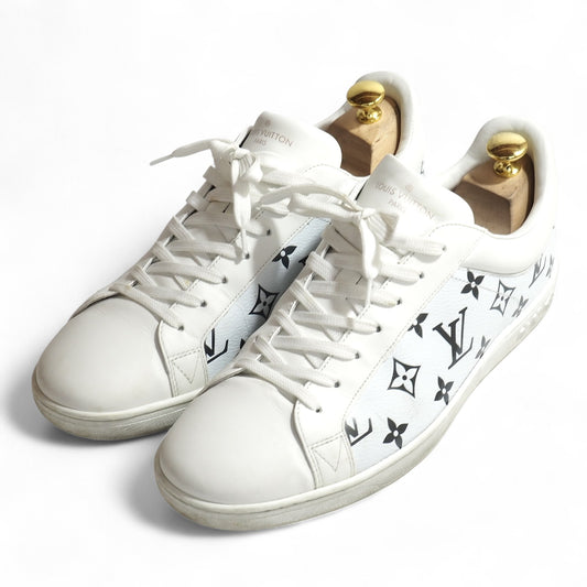 ルイヴィトン Louis Vuitton イタリア製 ルクセンブルクライン モノグラム柄 ローカット スニーカー 7.5 26㎝相当 ホワイト メンズ 正規品 5-OK009